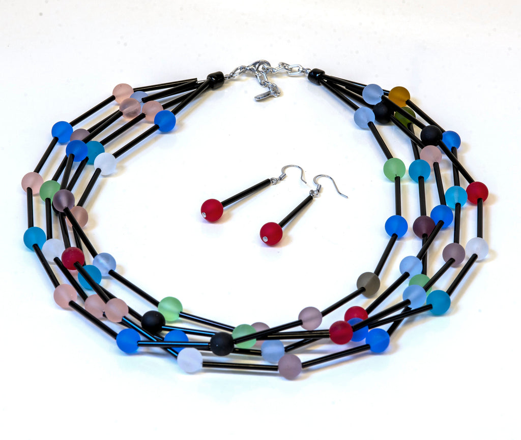 statement necklace, statement necklace for women, multicolor statement necklace, multiwire necklace, Murano glass necklace, Italy craft.
