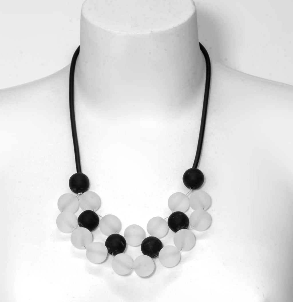 Glass necklace, black/white necklace, statement necklace, satin glass, original necklace, Murano glass, modern design, necklace unusual Sent