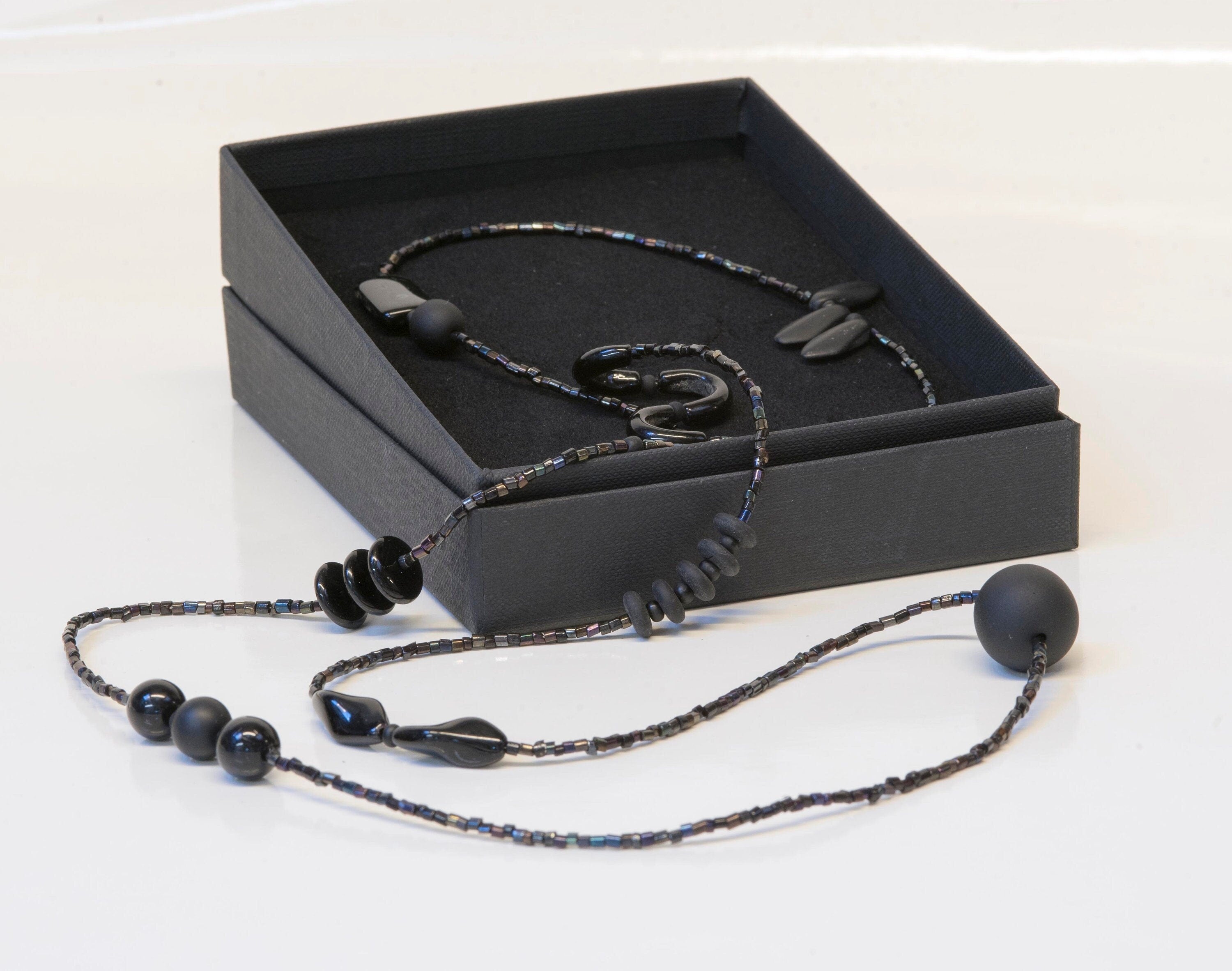 Long glass necklace made in Murano by Sent original made in Italy elegant modern strands long necklace crafts jewelry Statement gift