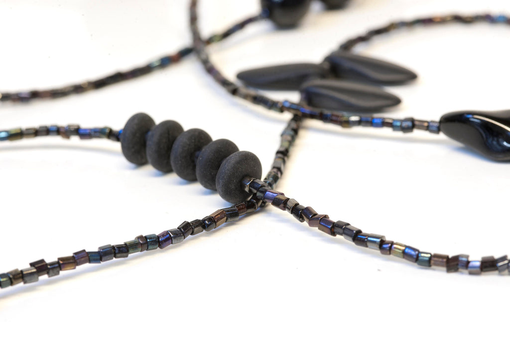 Long glass necklace made in Murano by Sent original made in Italy elegant modern strands long necklace crafts jewelry Statement gift