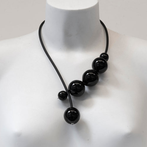 Blown glass necklace -Glass bubbles - Spheres - transparent beads - statement necklace - necklace - Murano glass- Murano necklace