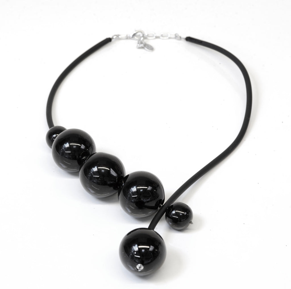 Blown glass necklace -Glass bubbles - Spheres - transparent beads - statement necklace - necklace - Murano glass- Murano necklace