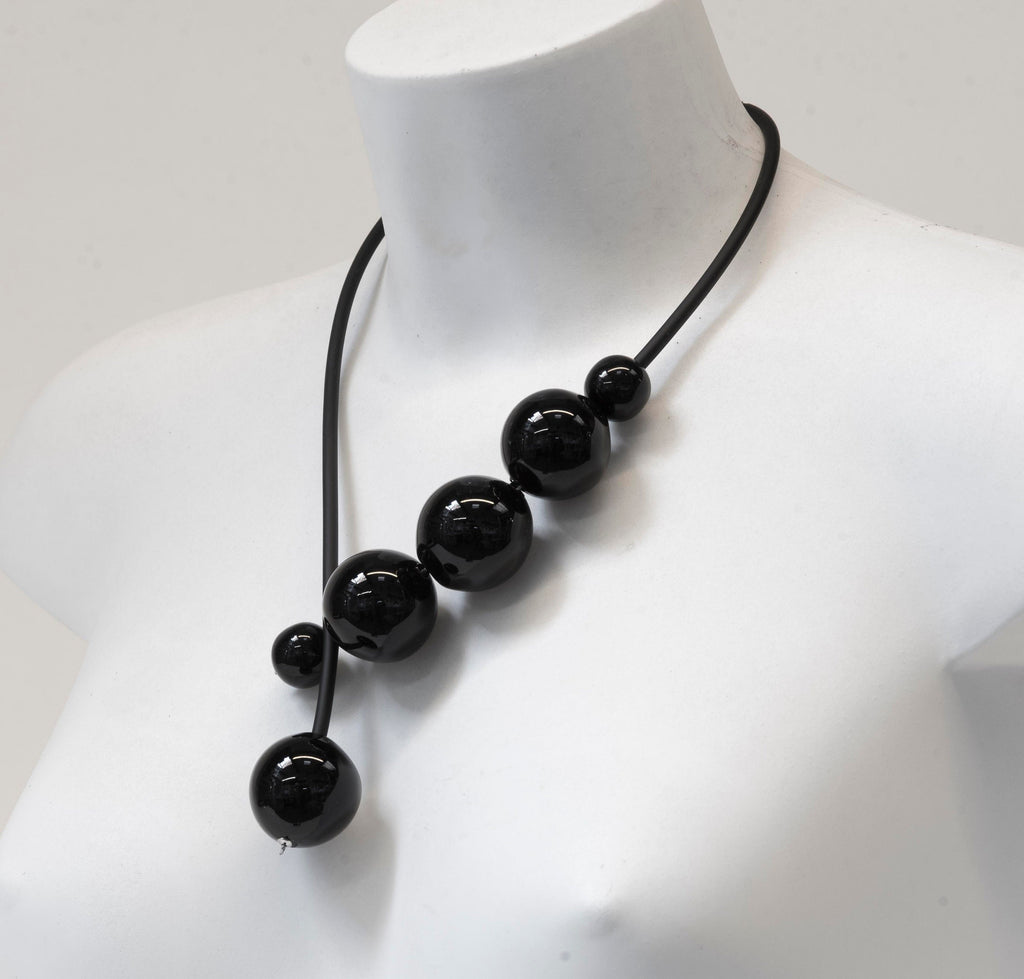 Blown glass necklace -Glass bubbles - Spheres - transparent beads - statement necklace - necklace - Murano glass- Murano necklace