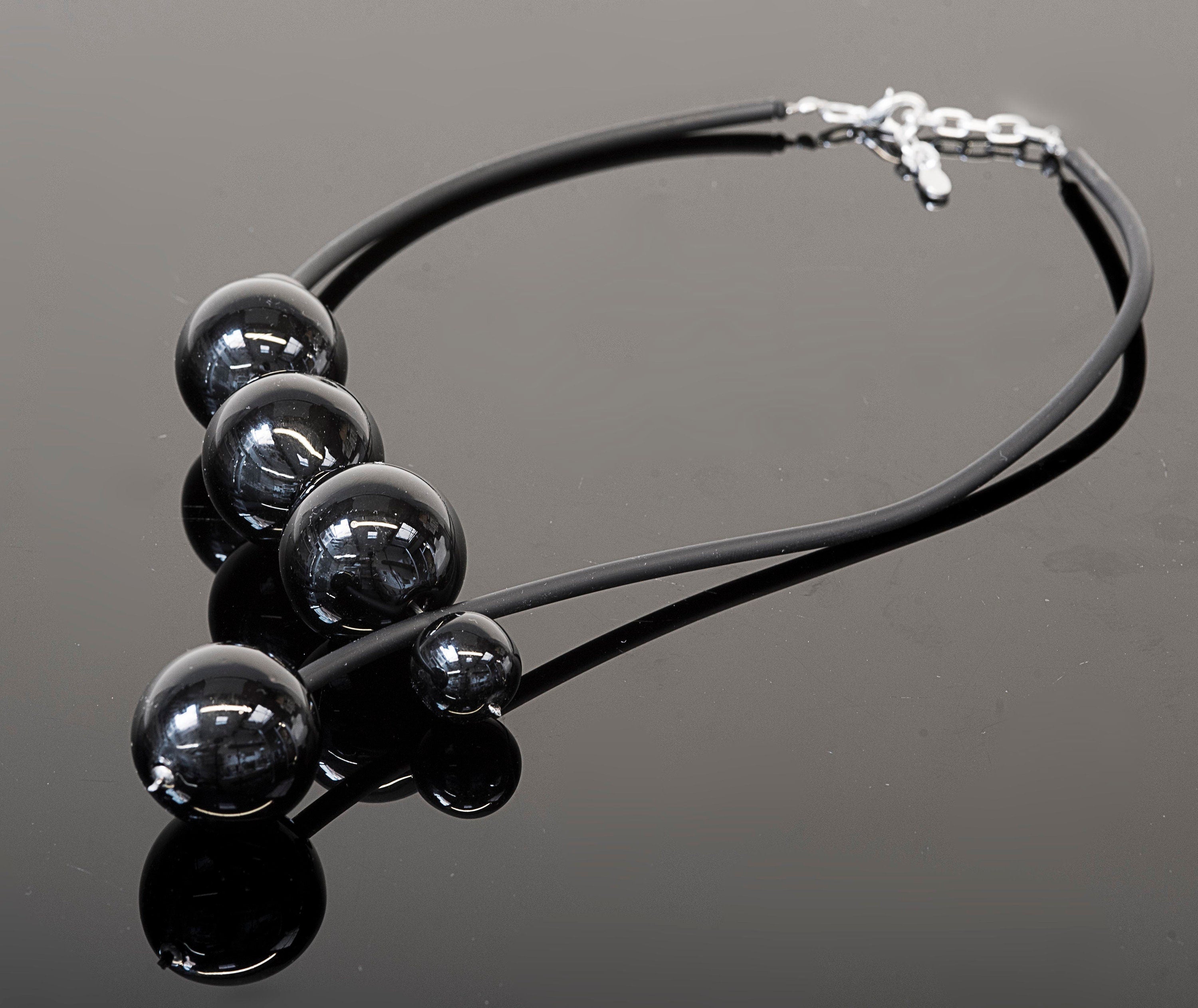 Blown glass necklace -Glass bubbles - Spheres - transparent beads - statement necklace - necklace - Murano glass- Murano necklace