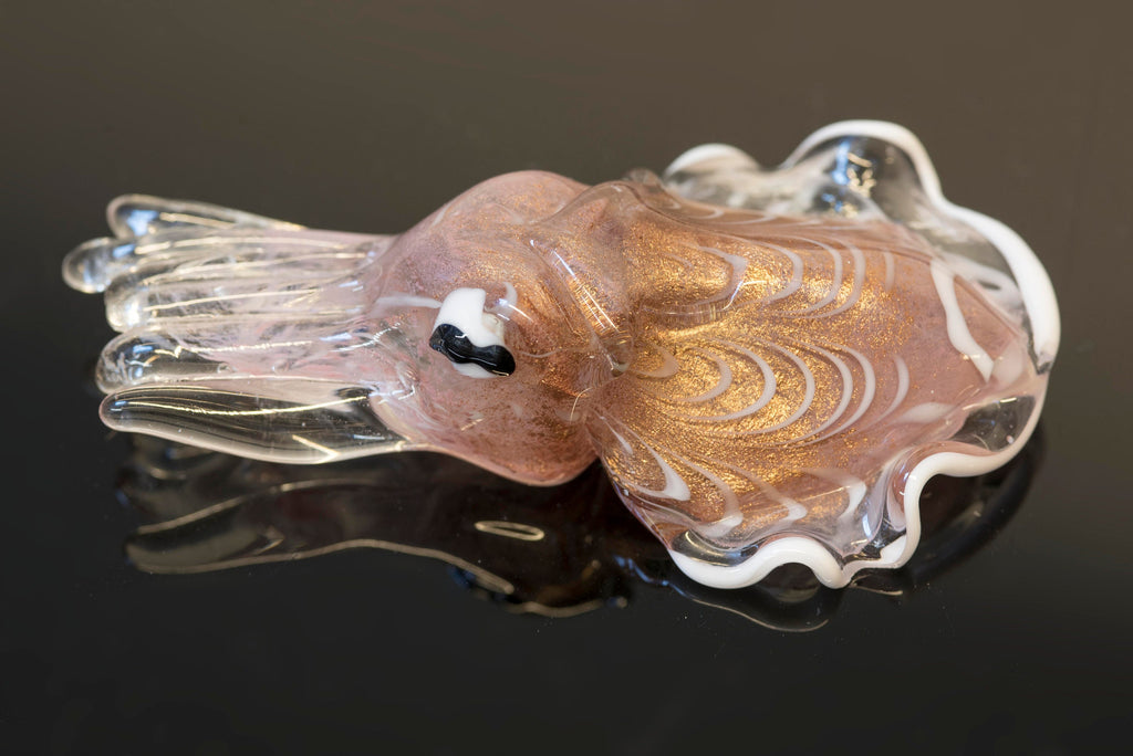 Sepia in Murano glass. Realistic realization in glass . Sculpture of the glass master.