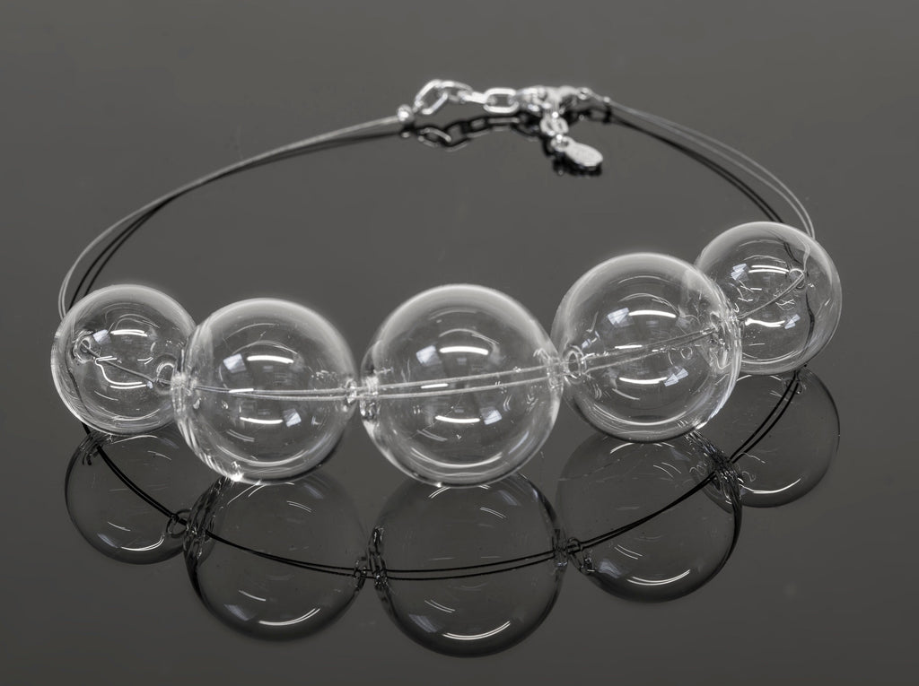 Blowed glass necklace - Glass bubbles - Spheres - Statement necklace - Geometric - Abstract - Modern - Murano glass - Sent Murano