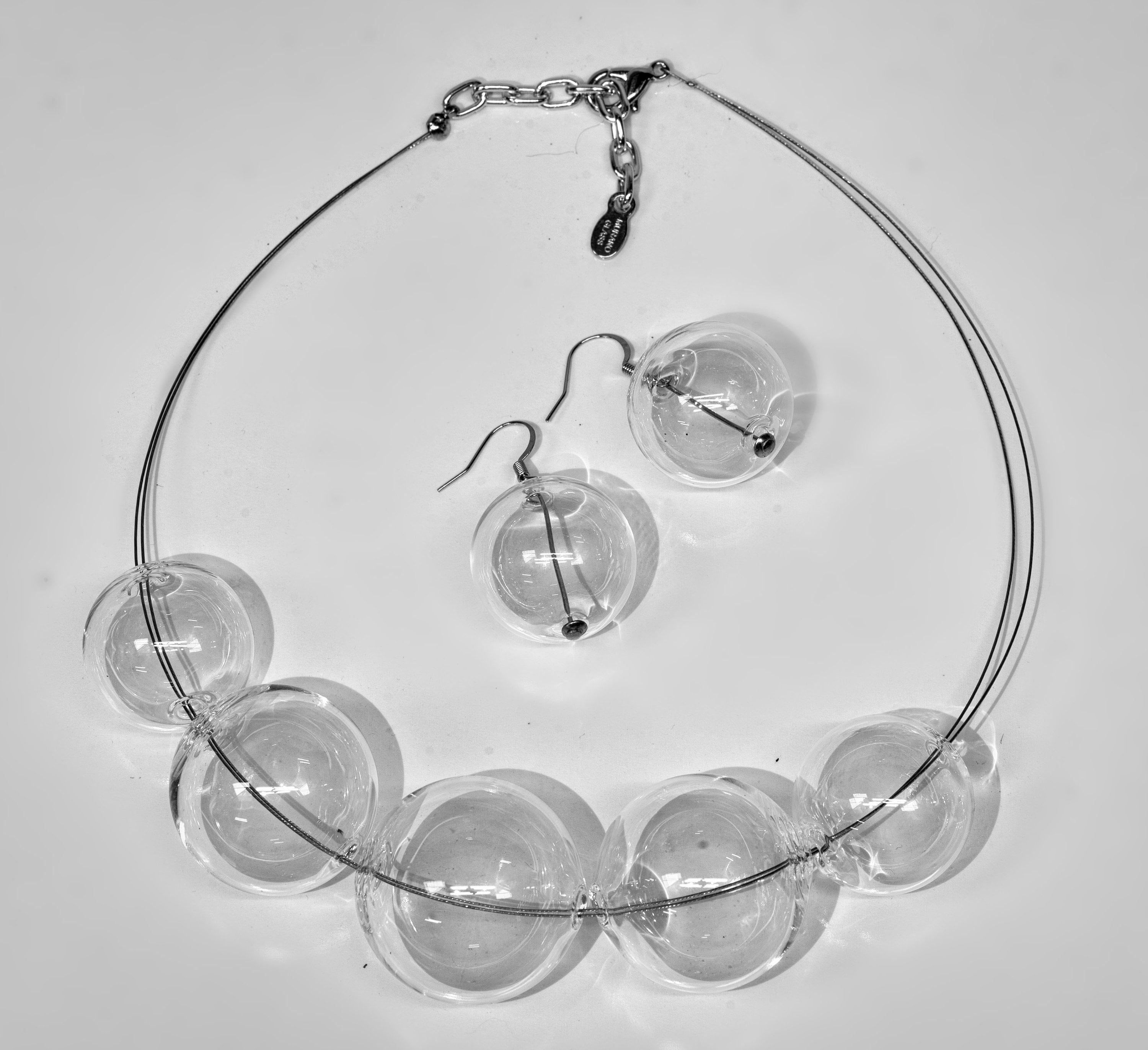 Blowed glass necklace - Glass bubbles - Spheres - Statement necklace - Geometric - Abstract - Modern - Murano glass - Sent Murano