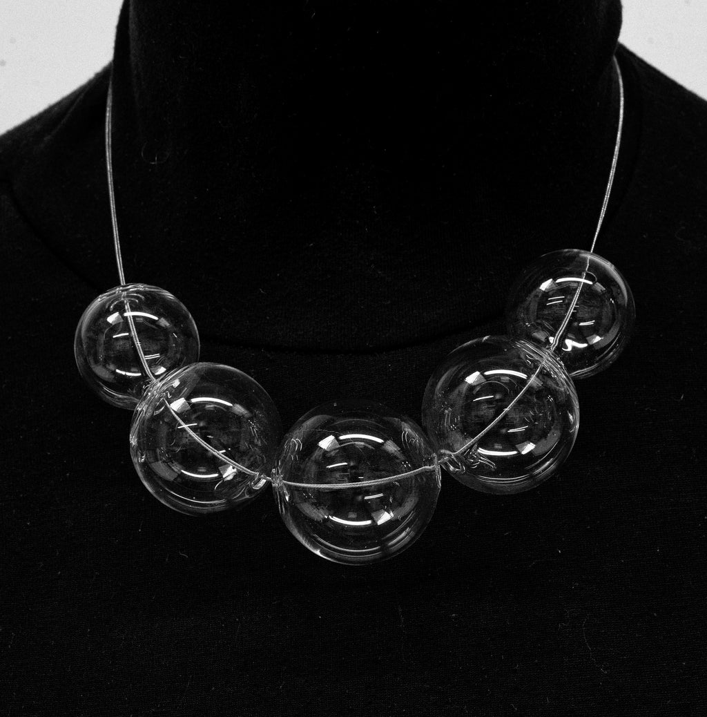 Blowed glass necklace - Glass bubbles - Spheres - Statement necklace - Geometric - Abstract - Modern - Murano glass - Sent Murano