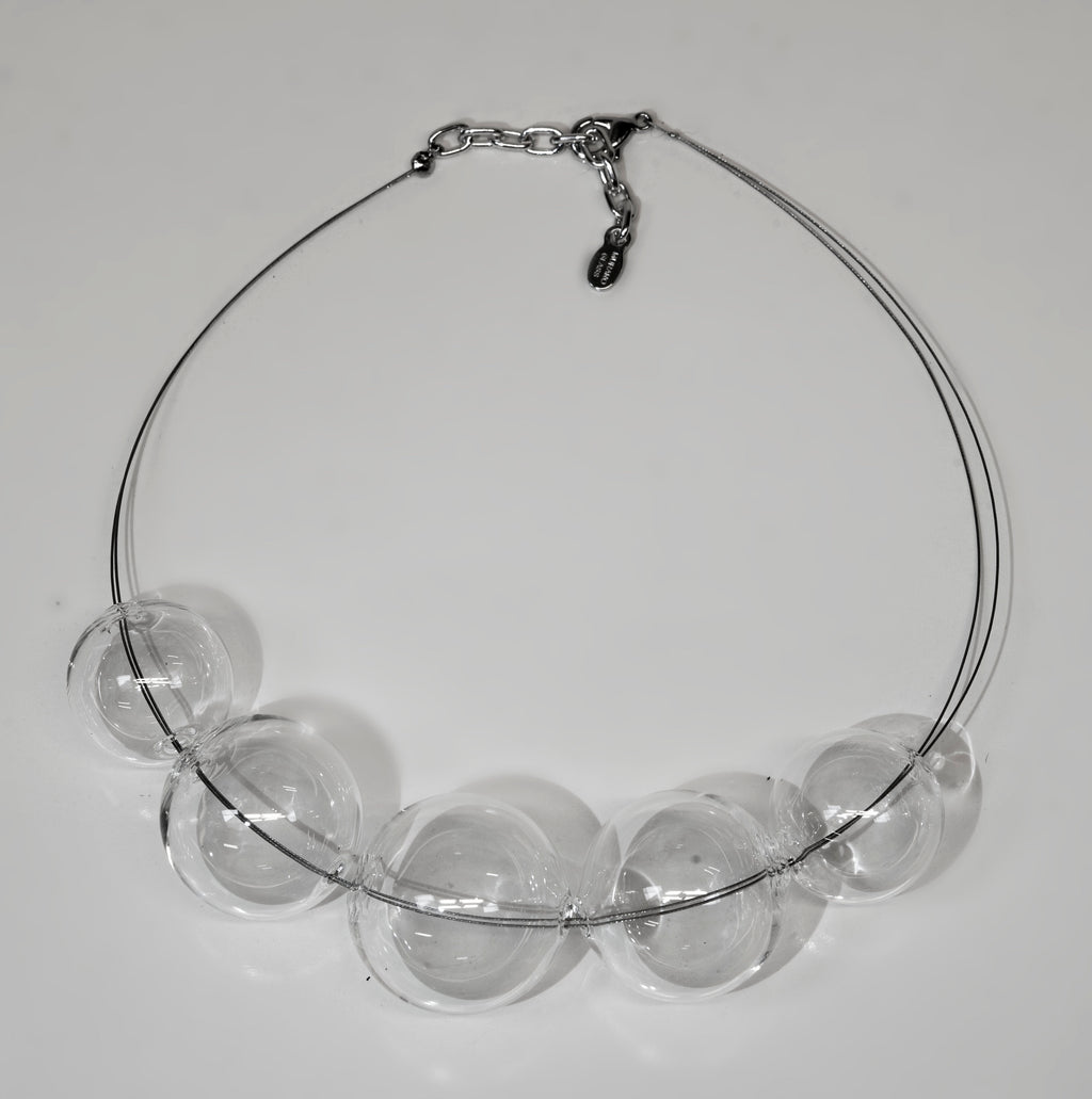 Blowed glass necklace - Glass bubbles - Spheres - Statement necklace - Geometric - Abstract - Modern - Murano glass - Sent Murano