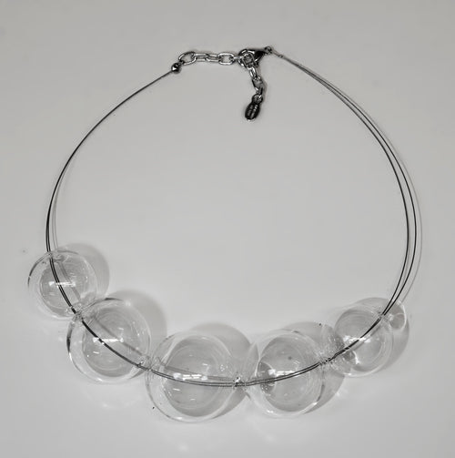 Blowed glass necklace - Glass bubbles - Spheres - Statement necklace - Geometric - Abstract - Modern - Murano glass - Sent Murano