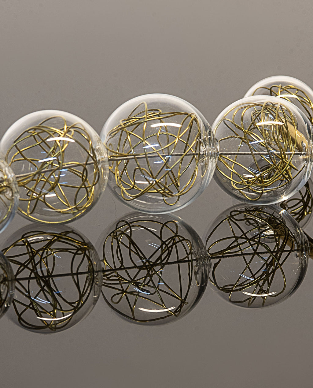 Necklace with gold wire inside in blown glass - Glass bubbles - Spheres - Statement necklace - Geometric - Abstract - Modern - Murano glass