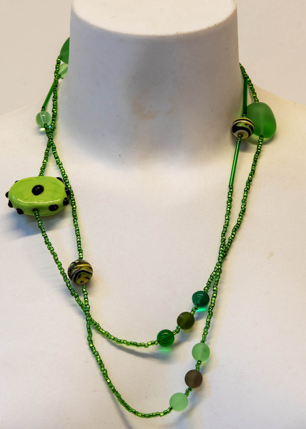 Murano glass necklace, glass necklace, Murano jewelry, Made in Italy, Cesare Sent original sandblasted beads crafts lampwork long necklace