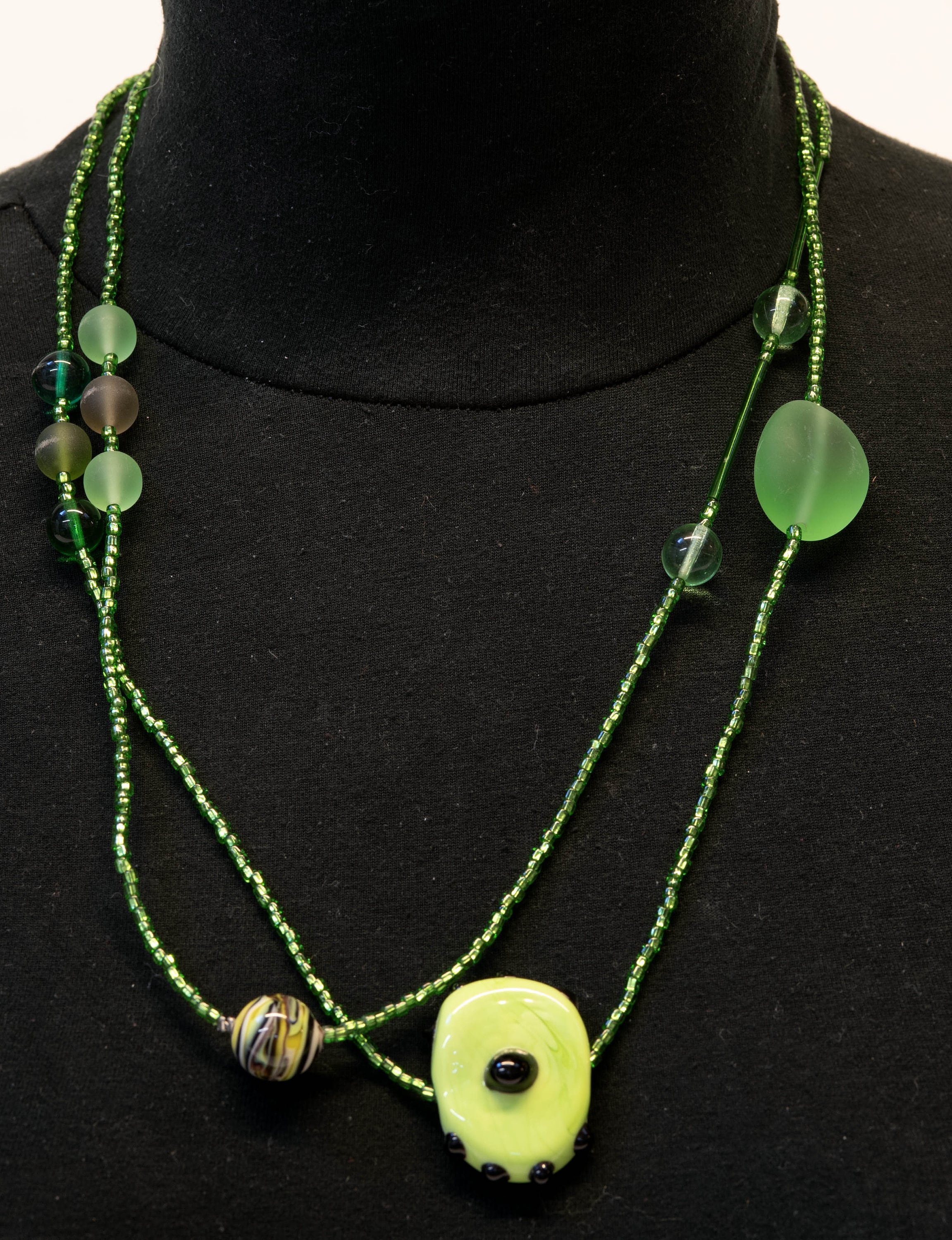 Murano glass necklace, glass necklace, Murano jewelry, Made in Italy, Cesare Sent original sandblasted beads crafts lampwork long necklace