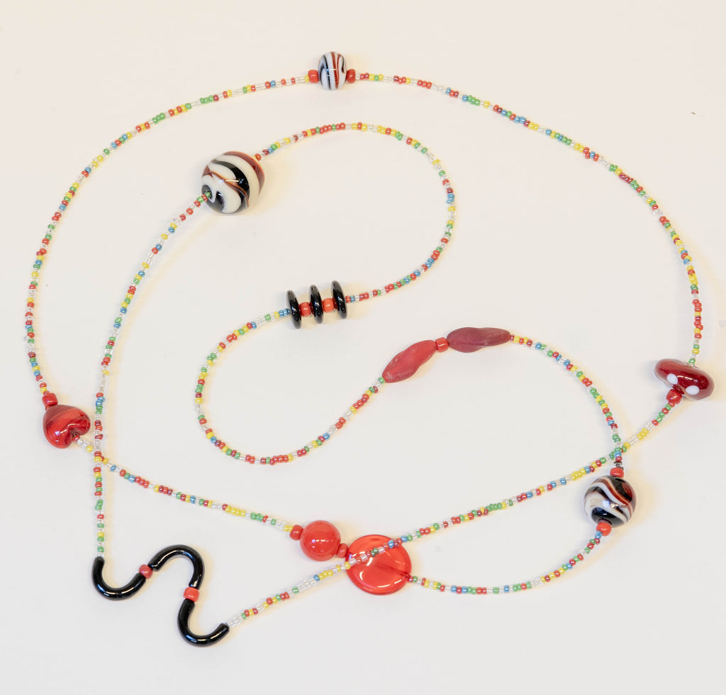 Murano glass necklace, glass necklace, Murano jewelry, Made in Italy, Cesare Sent original sandblasted beads crafts lampwork long necklace