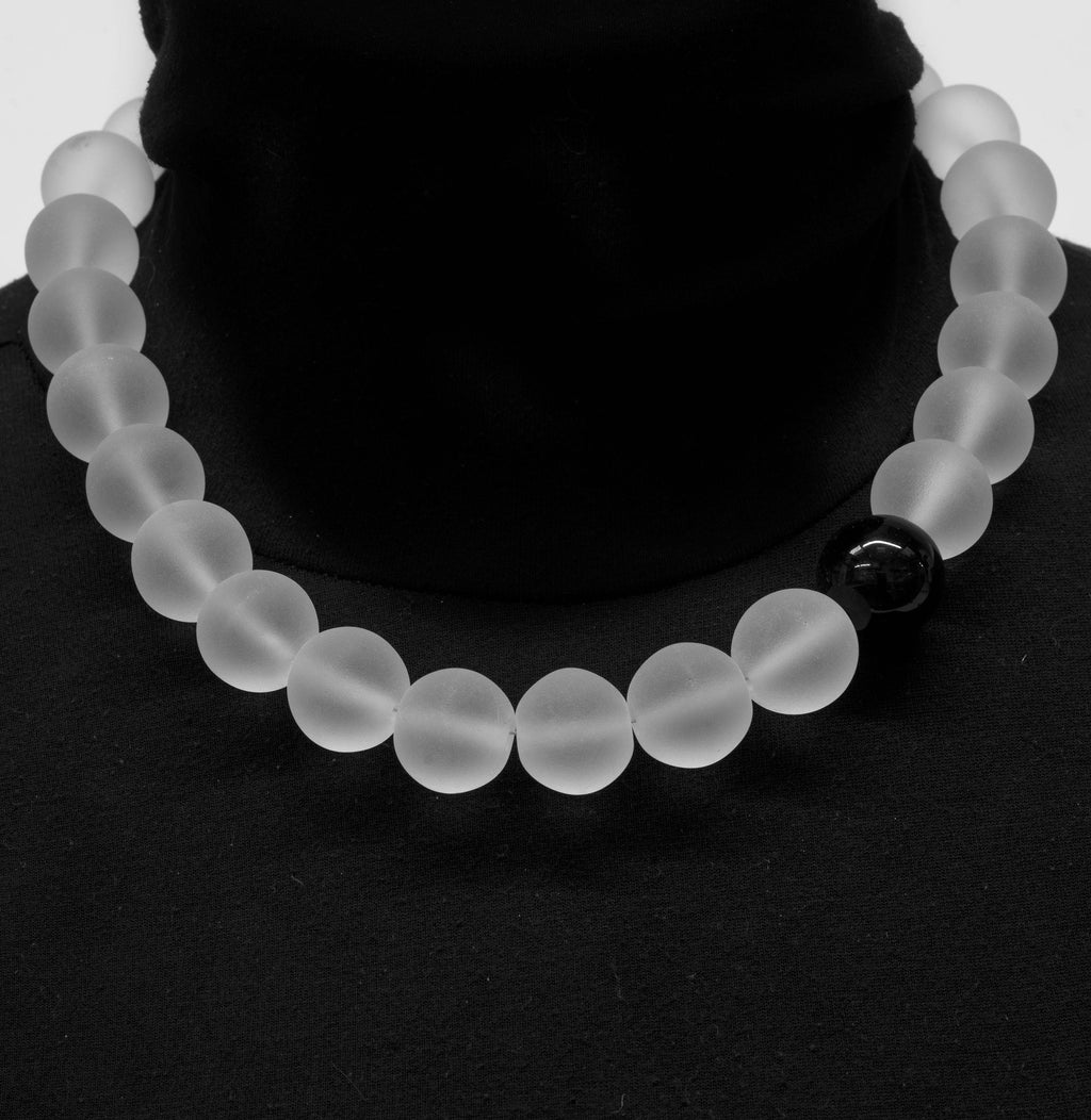 Murano glass necklace handmade in Murano by Cesare Sent original made in Italy big matt glass bedas elegant fashion crafts modern