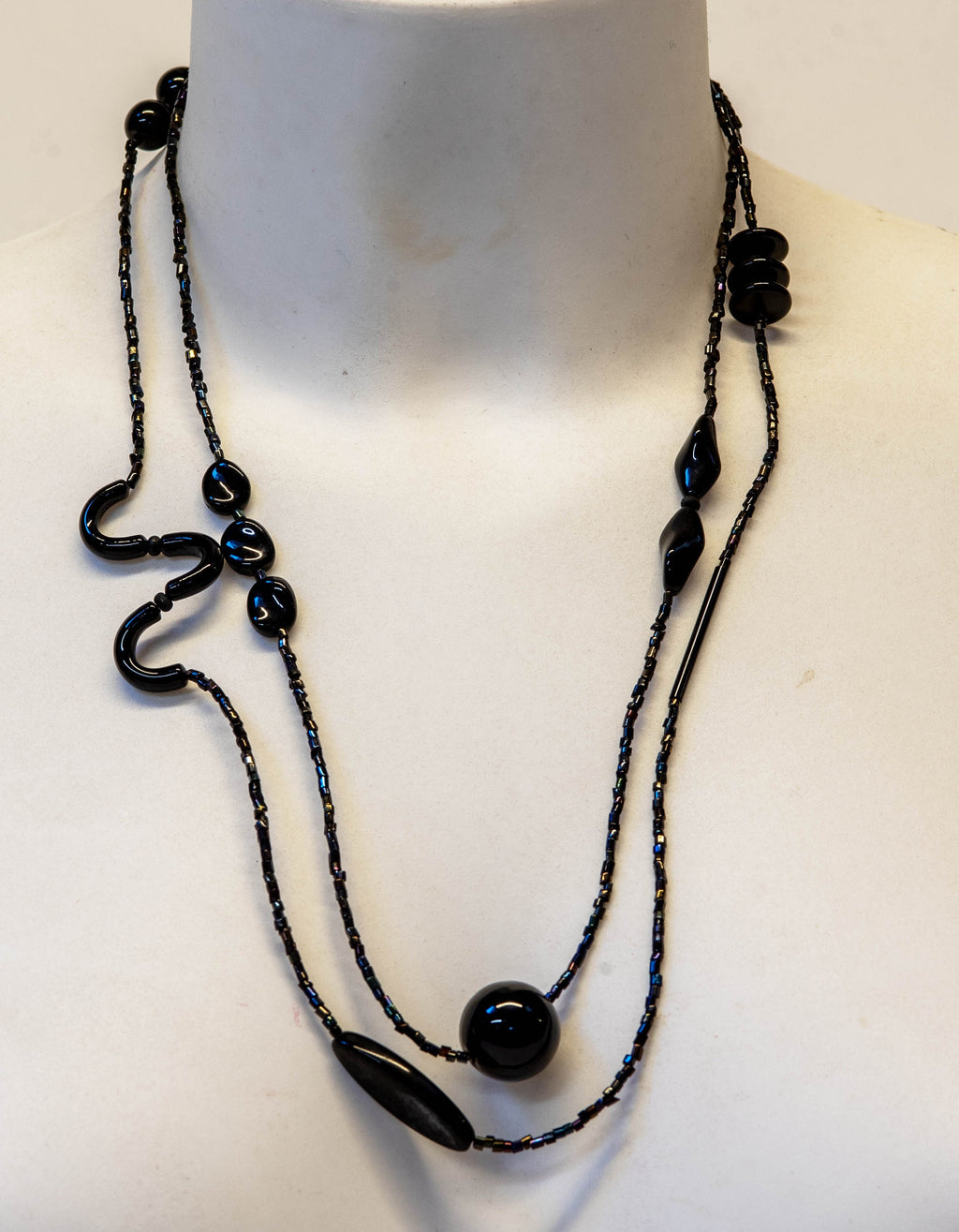 Murano glass necklace, glass necklace, Murano jewelry, Made in Italy, Cesare Sent original sandblasted beads crafts lampwork long necklace