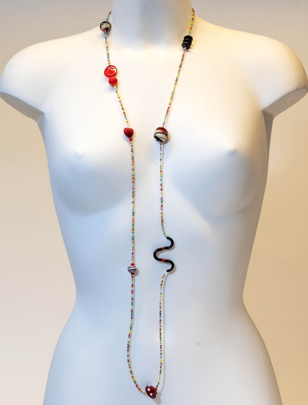 Murano glass necklace, glass necklace, Murano jewelry, Made in Italy, Cesare Sent original sandblasted beads crafts lampwork long necklace