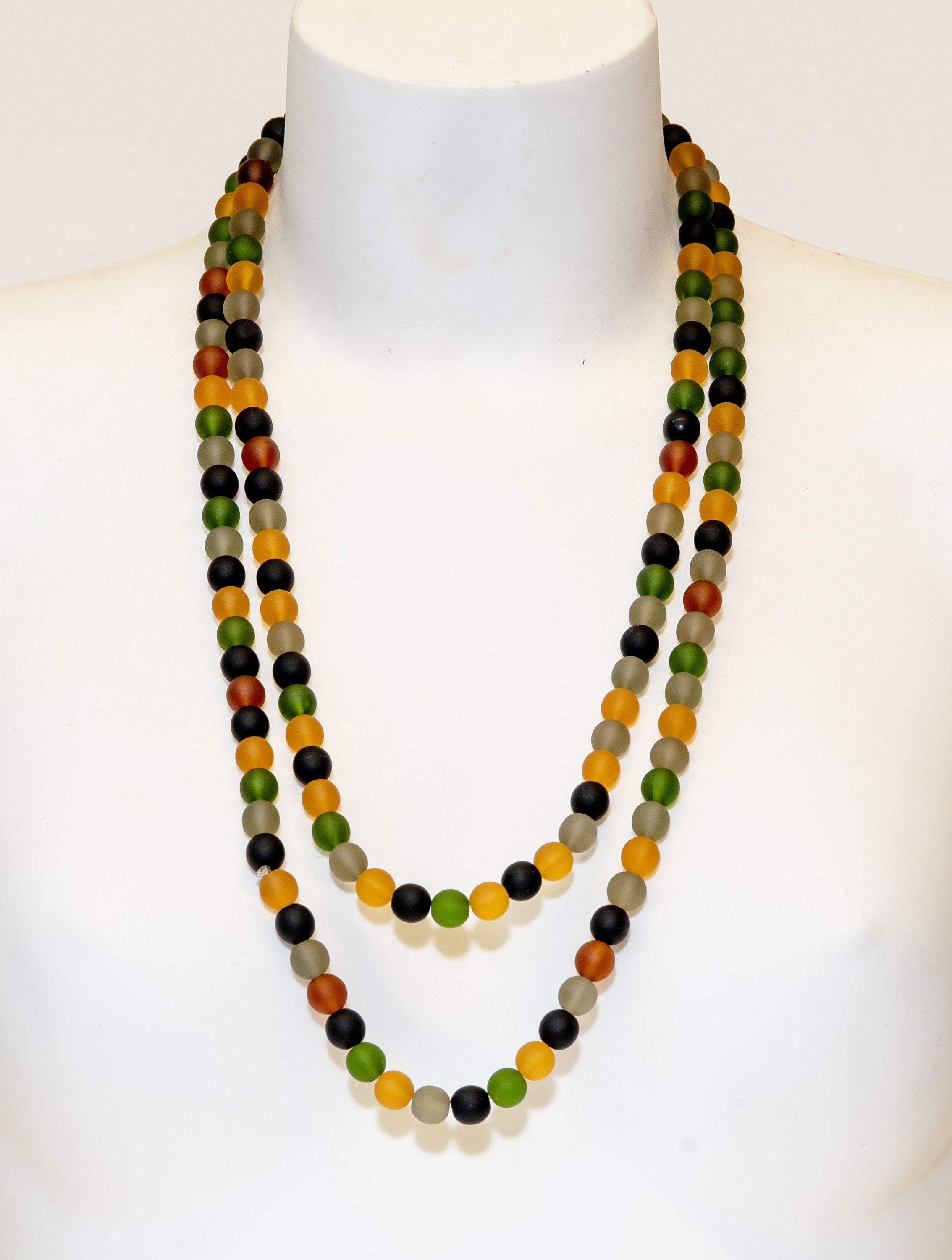 Murano glass necklace handmade by Cesare Sent original made in Italy very long elegant necklace sandblasted glass beads Statement necklace
