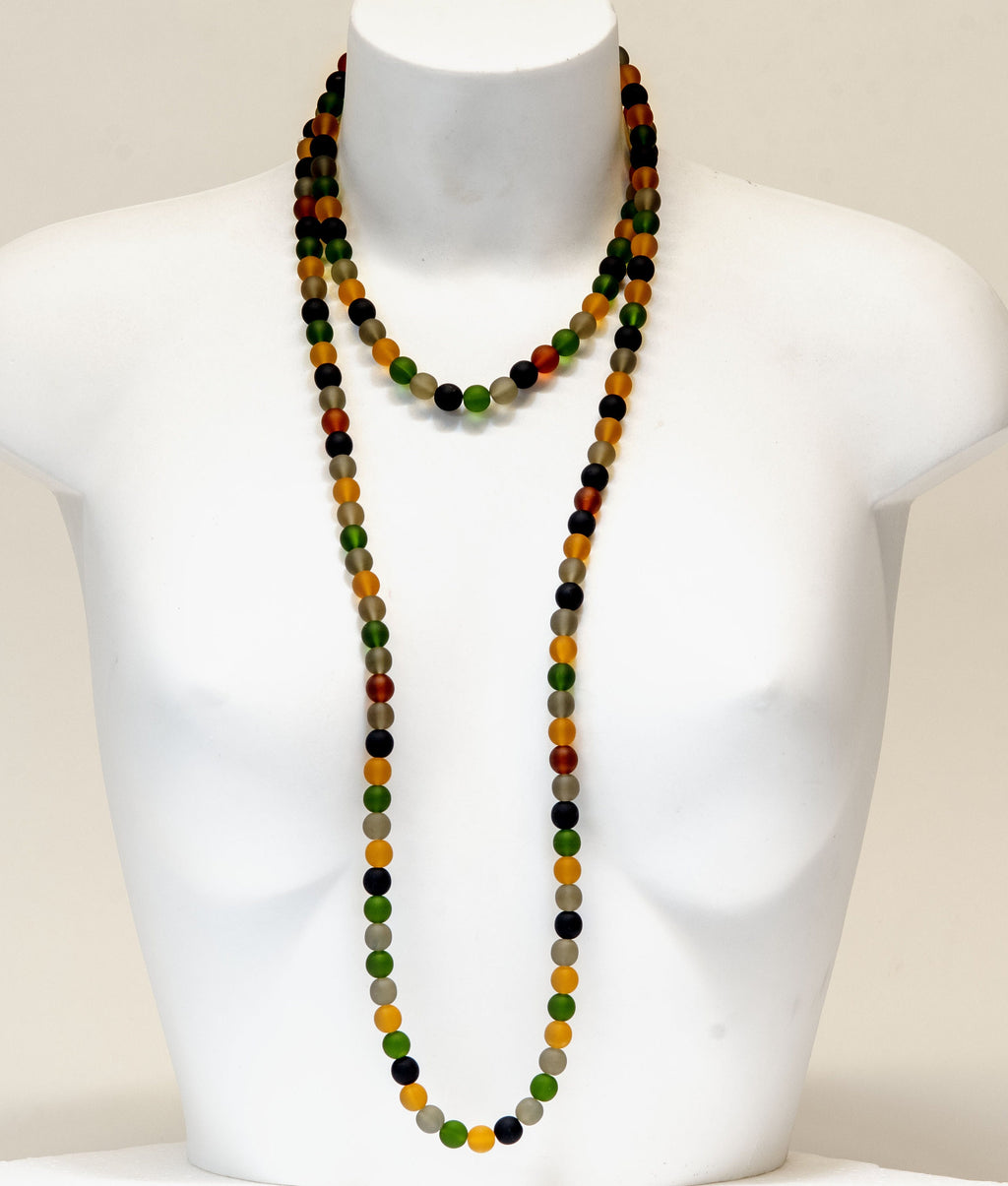 Murano glass necklace handmade by Cesare Sent original made in Italy very long elegant necklace sandblasted glass beads Statement necklace