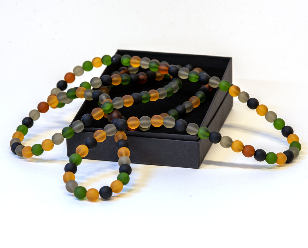 Murano glass necklace handmade by Cesare Sent original made in Italy very long elegant necklace sandblasted glass beads Statement necklace