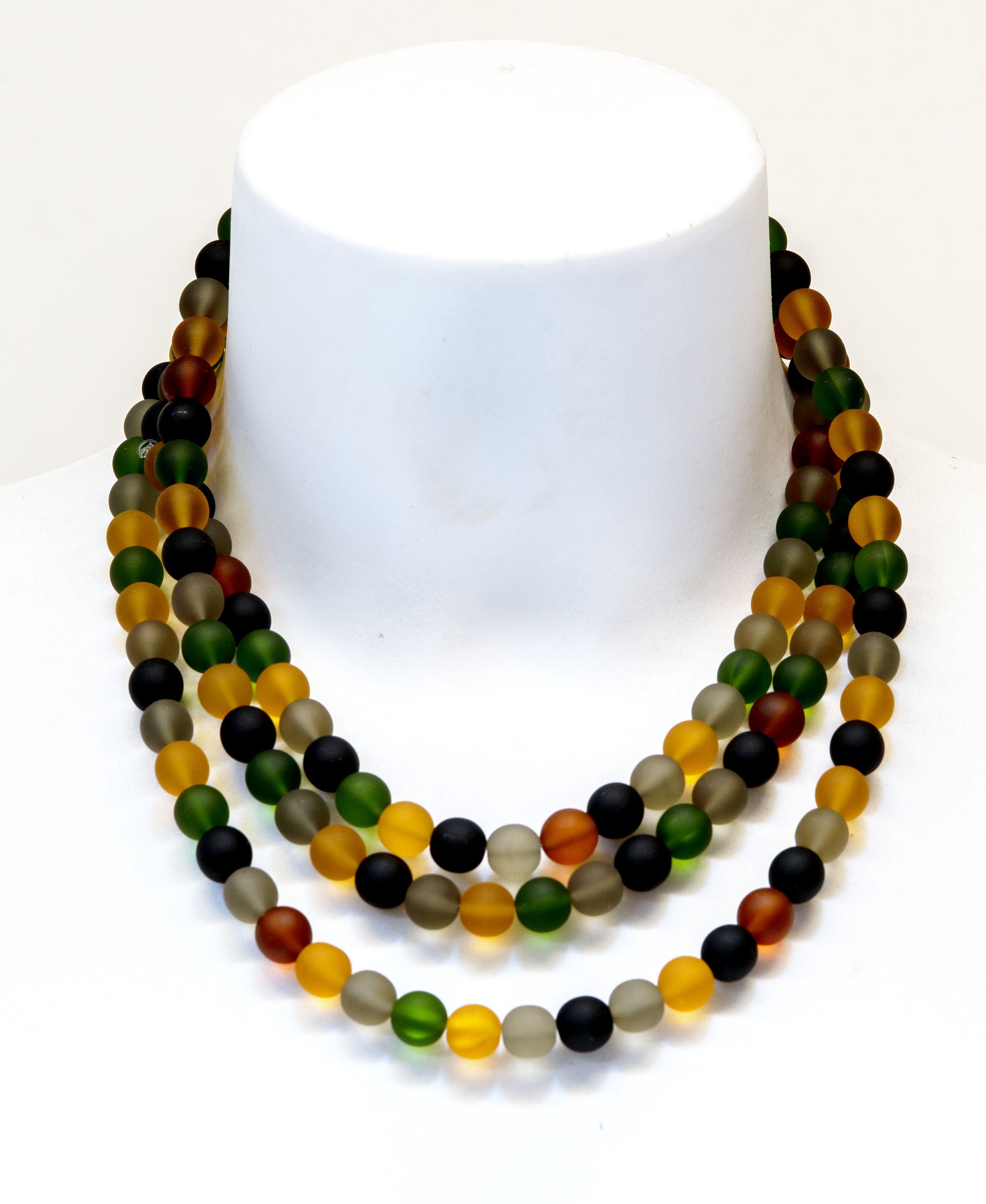 Murano glass necklace handmade by Cesare Sent original made in Italy very long elegant necklace sandblasted glass beads Statement necklace
