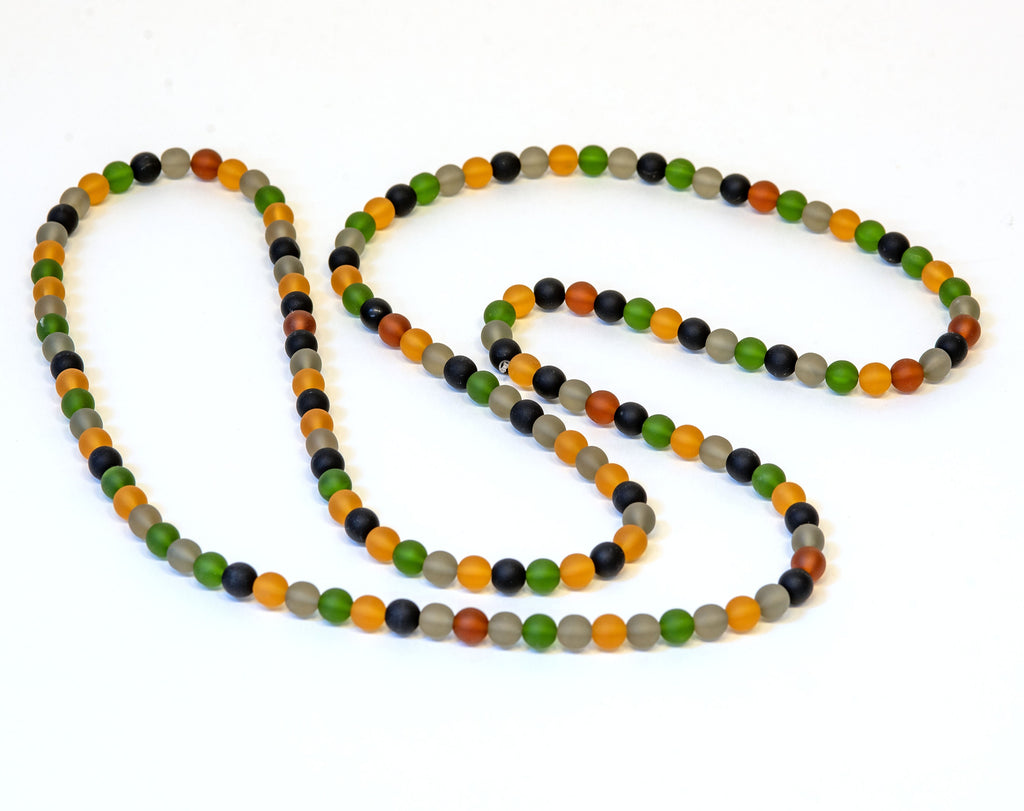 Murano glass necklace handmade by Cesare Sent original made in Italy very long elegant necklace sandblasted glass beads Statement necklace