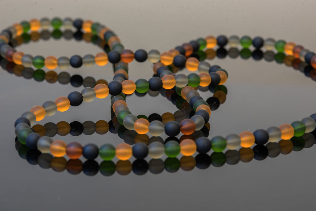 Murano glass necklace handmade by Cesare Sent original made in Italy very long elegant necklace sandblasted glass beads Statement necklace