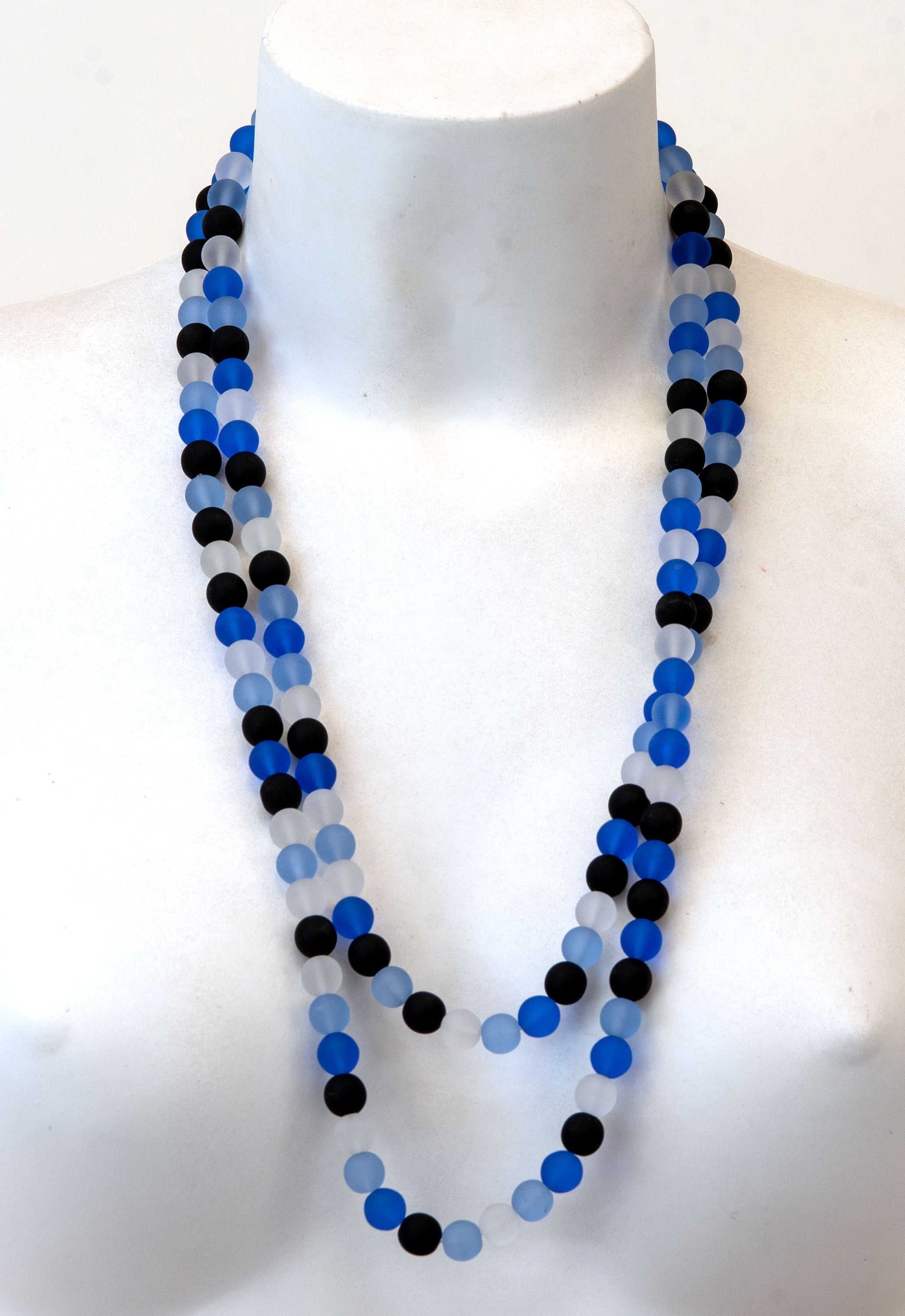 Murano glass necklace handmade by Cesare Sent original made in Italy very long elegant necklace sandblasted glass beads Statement necklace