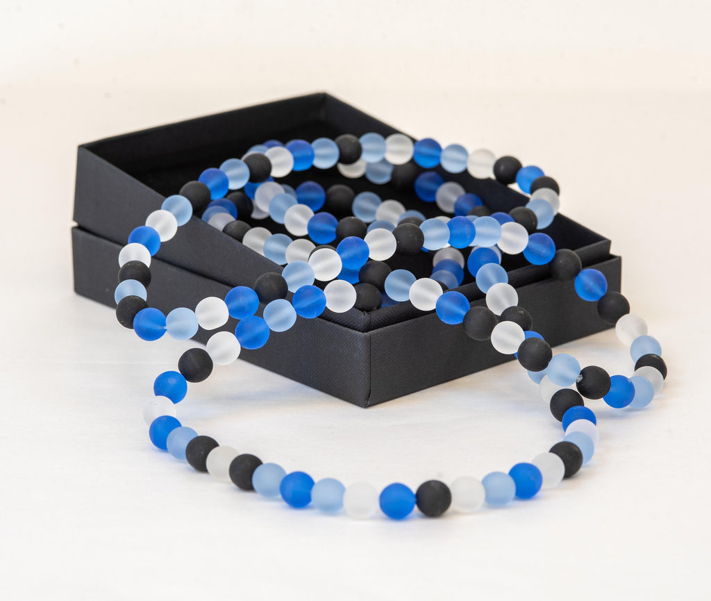 Murano glass necklace handmade by Cesare Sent original made in Italy very long elegant necklace sandblasted glass beads Statement necklace