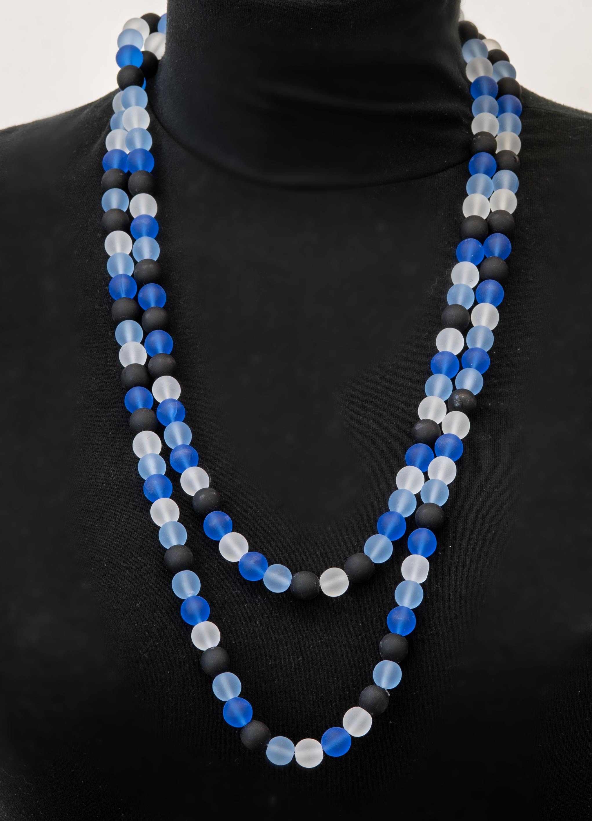 Murano glass necklace handmade by Cesare Sent original made in Italy very long elegant necklace sandblasted glass beads Statement necklace