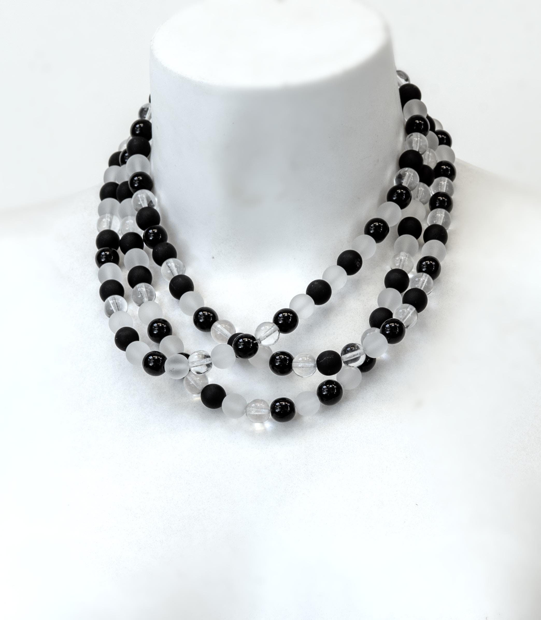 Murano glass necklace handmade by Cesare Sent original made in Italy very long elegant necklace sandblasted glass beads Statement necklace