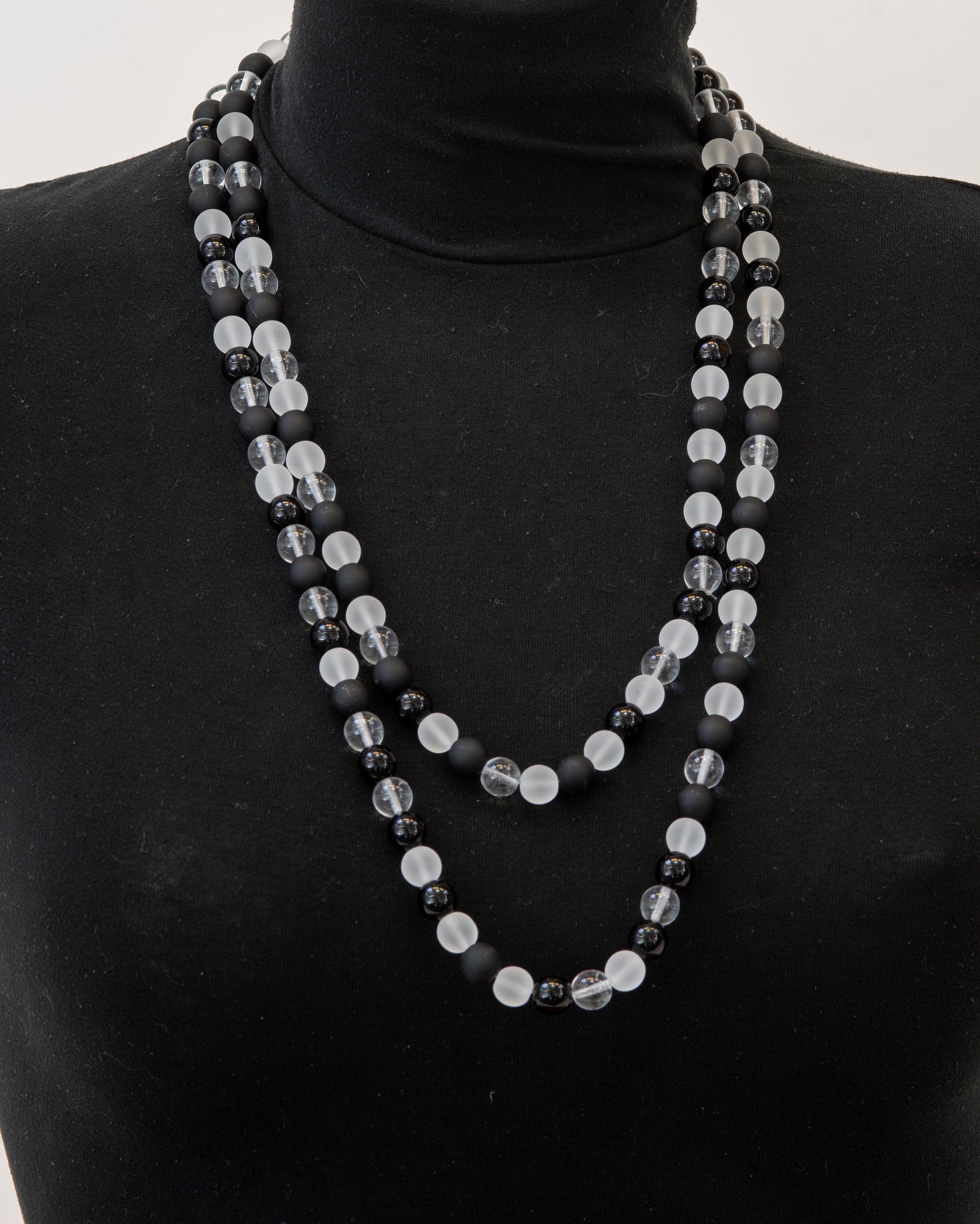 Murano glass necklace handmade by Cesare Sent original made in Italy very long elegant necklace sandblasted glass beads Statement necklace