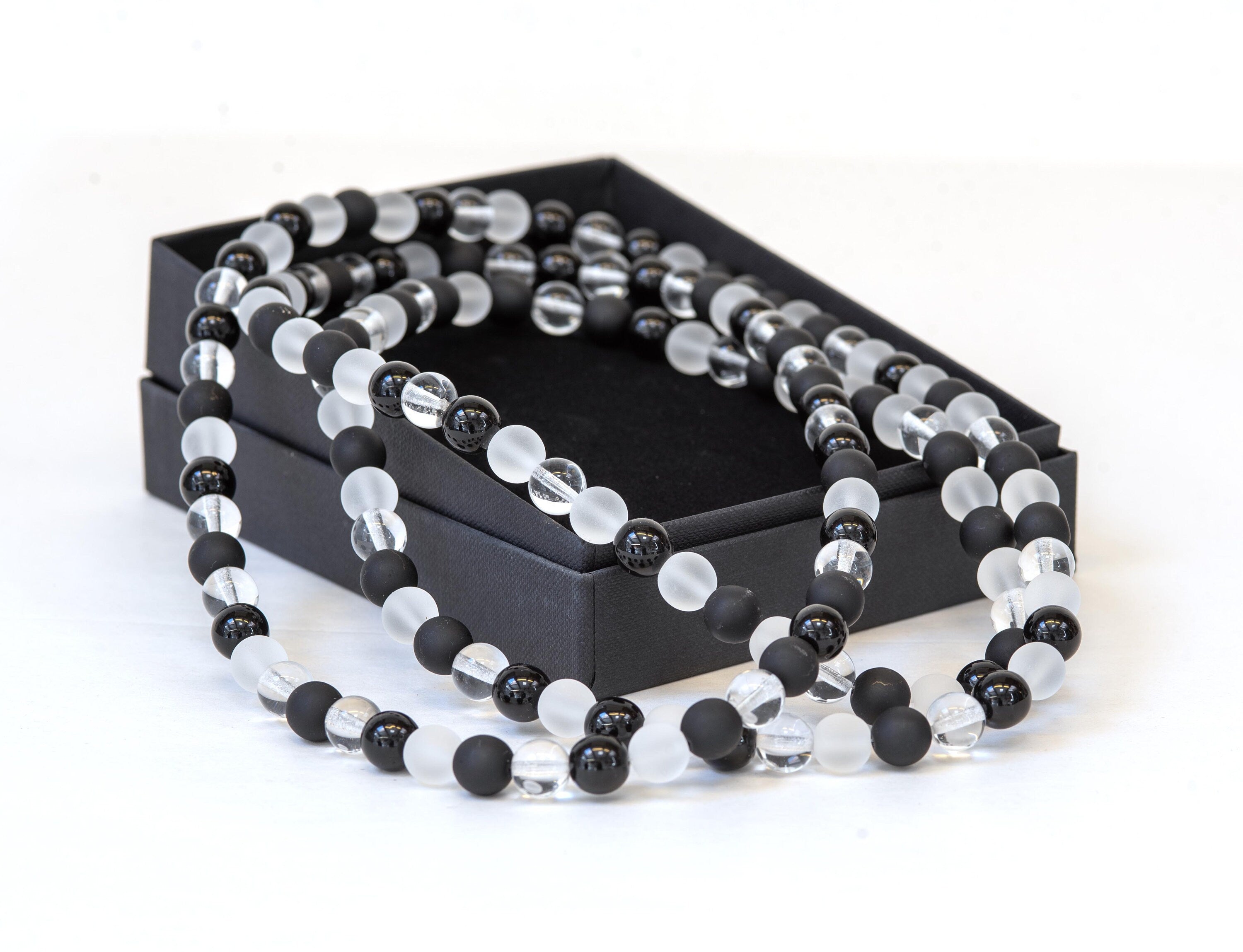 Murano glass necklace handmade by Cesare Sent original made in Italy very long elegant necklace sandblasted glass beads Statement necklace