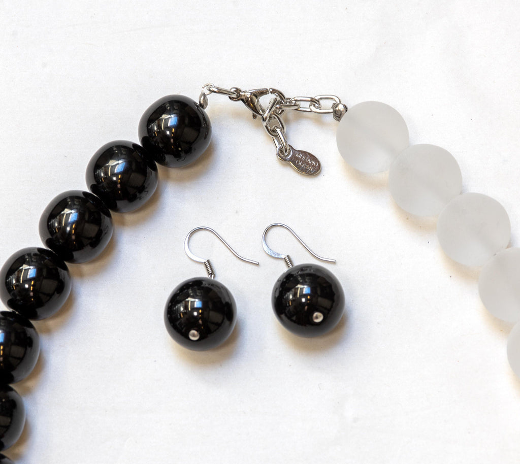 Special glass necklace -Glass beads - Spheres - mat and shini beads - statement necklace - necklace - Murano glass- Murano necklace