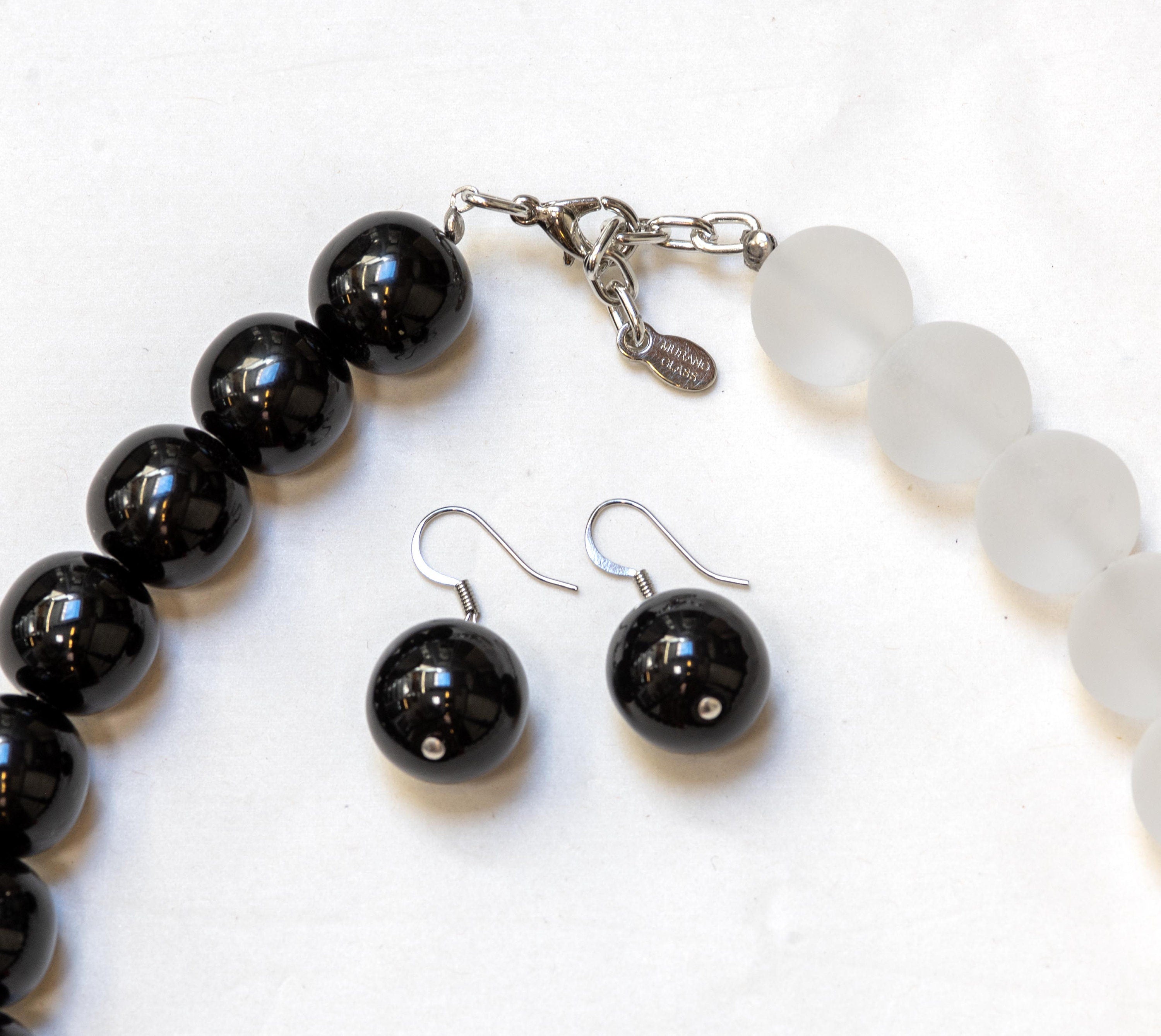 Special glass necklace -Glass beads - Spheres - mat and shini beads - statement necklace - necklace - Murano glass- Murano necklace