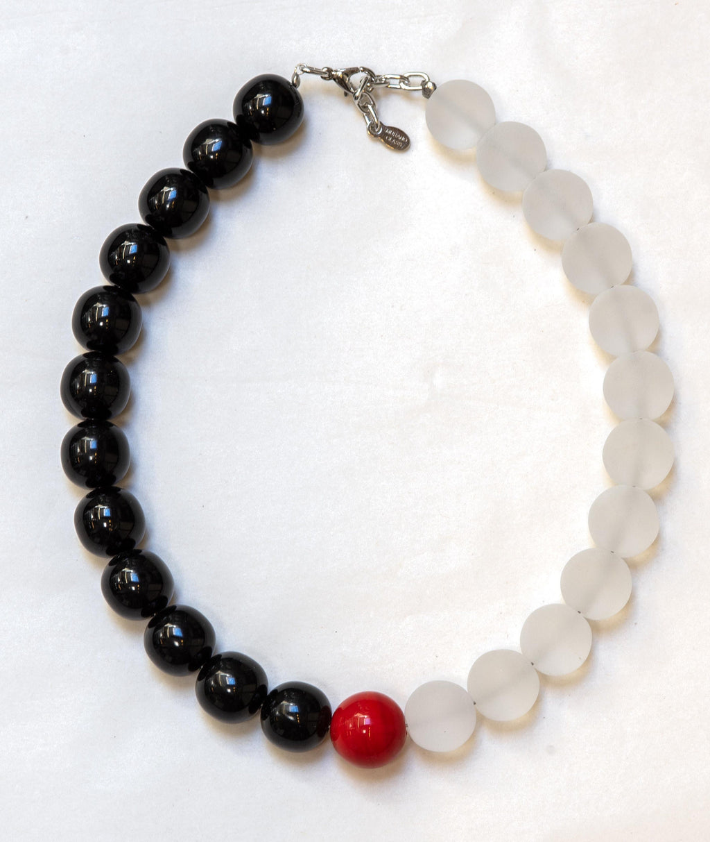 Special glass necklace -Glass beads - Spheres - mat and shini beads - statement necklace - necklace - Murano glass- Murano necklace