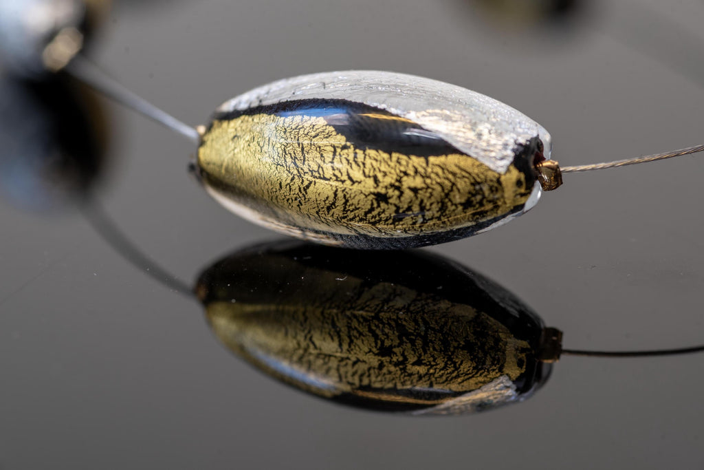 Glass necklace necklace handmade in Murano with gold and silver leaf 24 Kt elegant refined lampworking fashion jewelery statement necklace