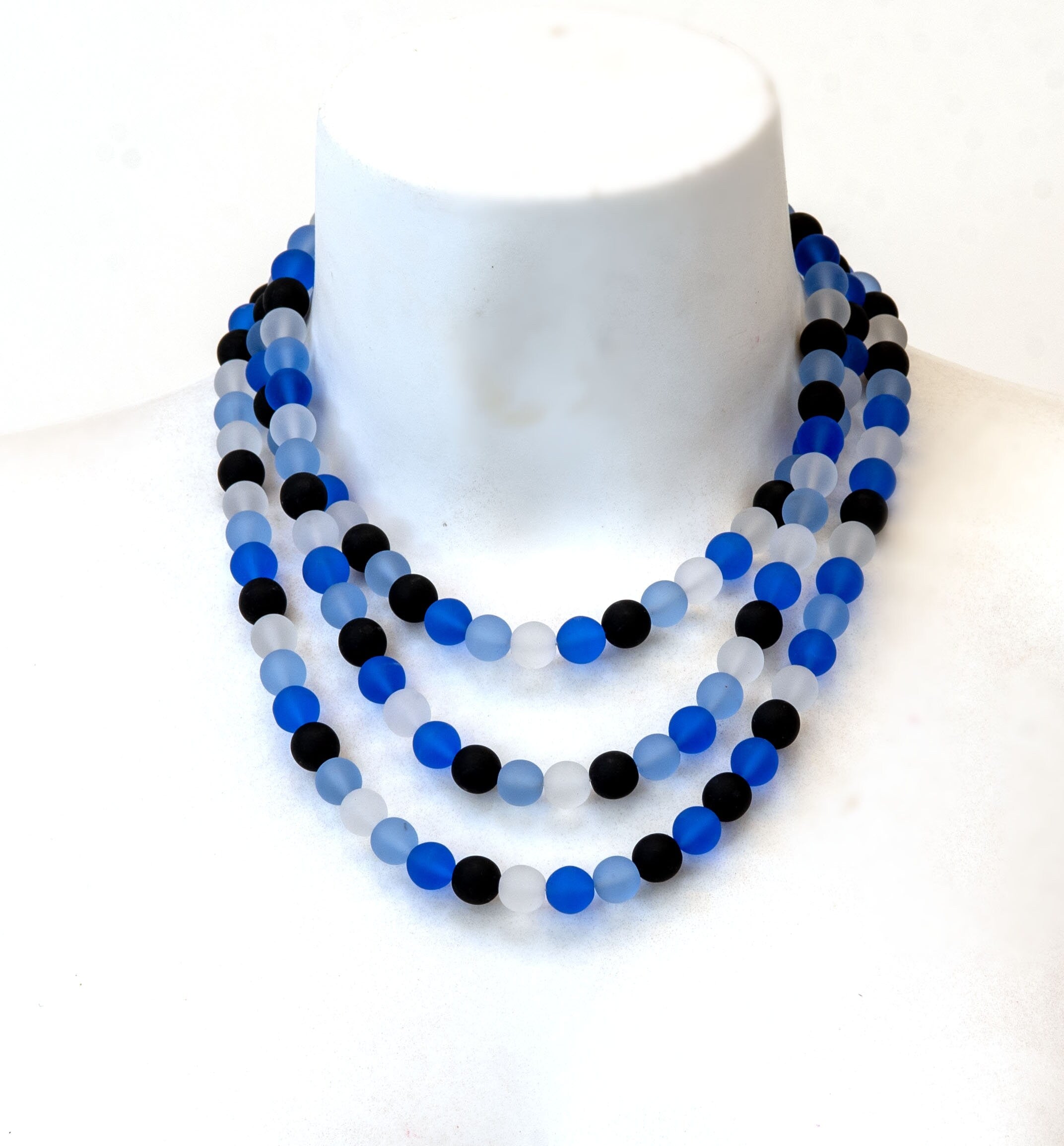 Murano glass necklace handmade by Cesare Sent original made in Italy very long elegant necklace sandblasted glass beads Statement necklace
