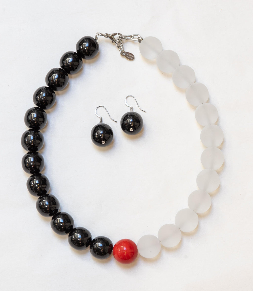 Special glass necklace -Glass beads - Spheres - mat and shini beads - statement necklace - necklace - Murano glass- Murano necklace