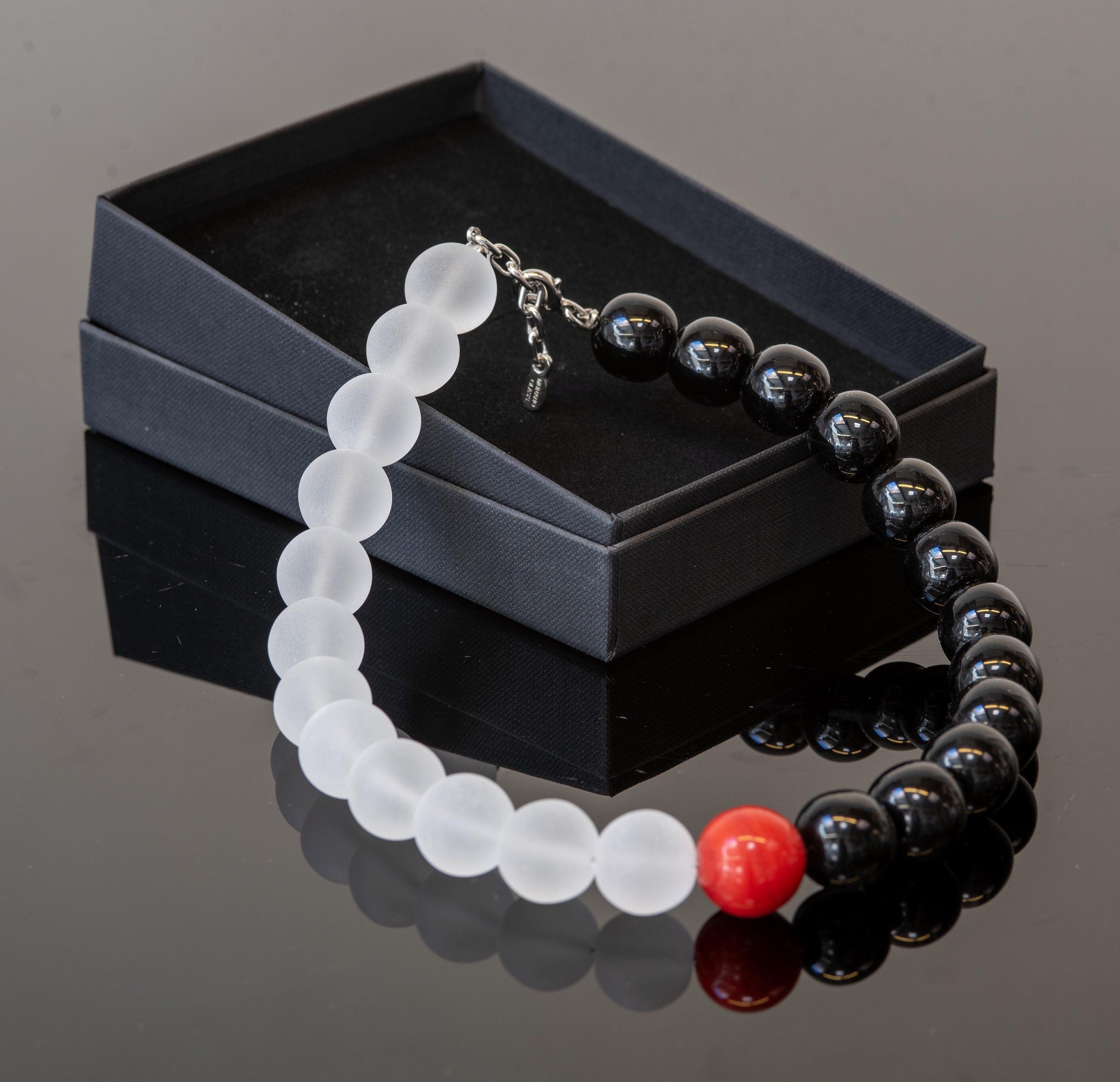 Special glass necklace -Glass beads - Spheres - mat and shini beads - statement necklace - necklace - Murano glass- Murano necklace