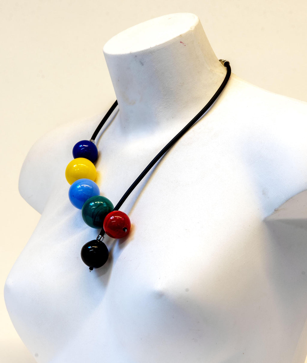 Blown Murano Glass Necklace – Colorful Sphere Beads, Statement Jewelry