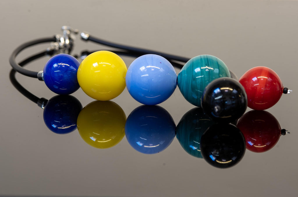 Blown Murano Glass Necklace – Colorful Sphere Beads, Statement Jewelry