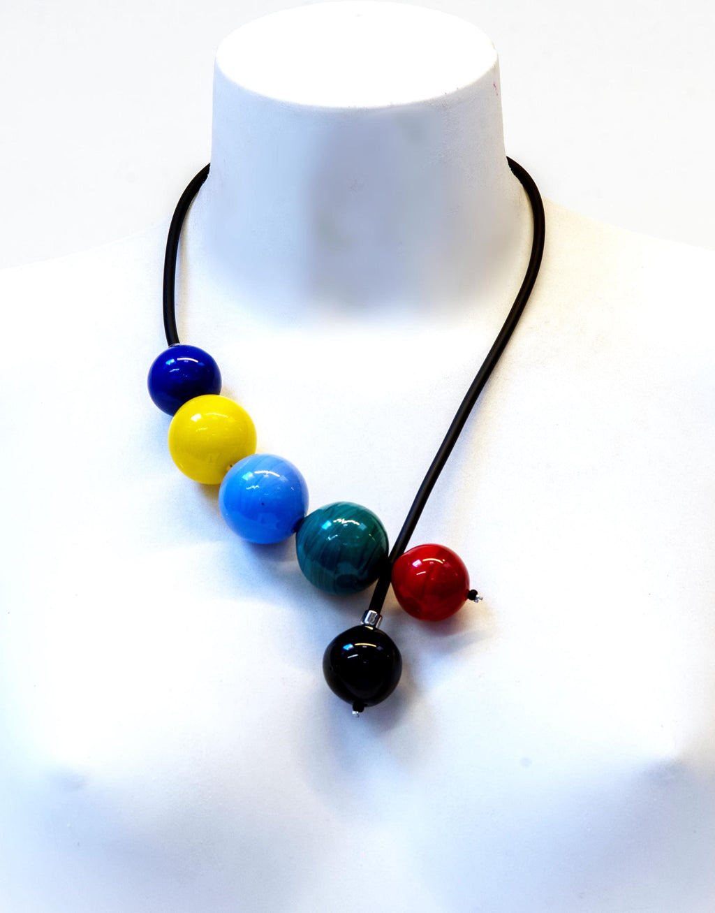 Blown Murano Glass Necklace – Colorful Sphere Beads, Statement Jewelry