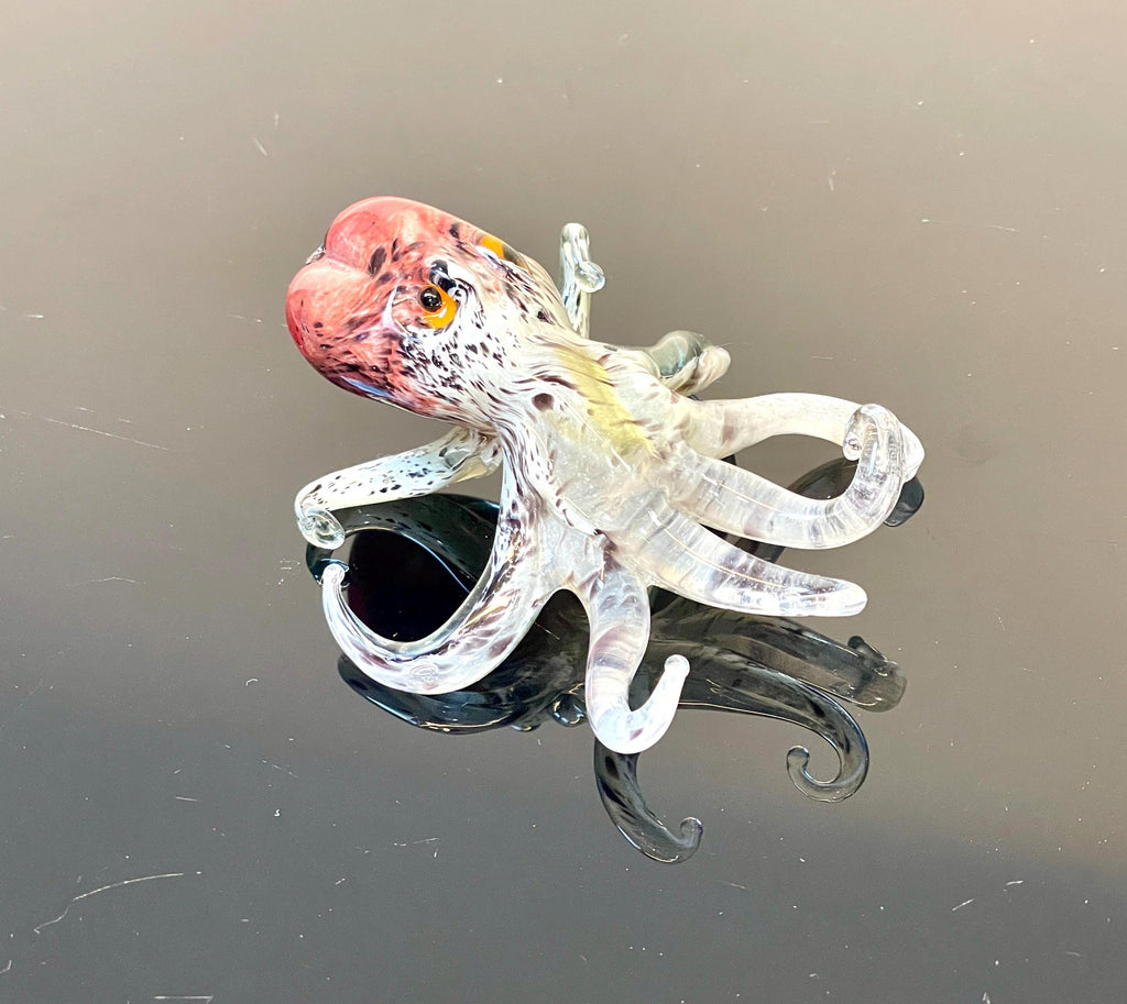 Murano Glass Octopus Sculpture, 24K Gold Accent, Handmade