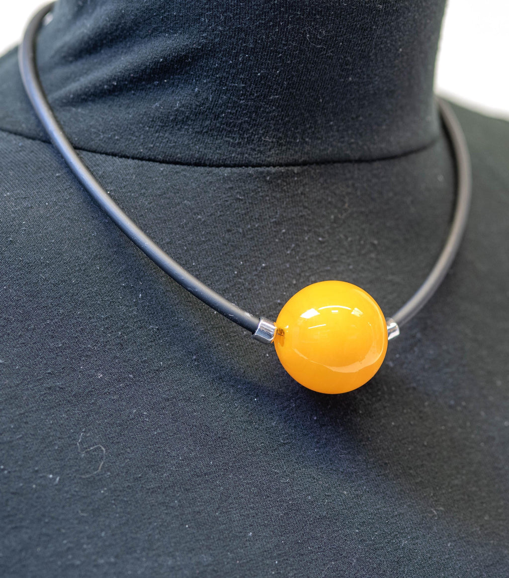 Handblown Murano Glass Bead Necklace, Modern Italian Jewelry