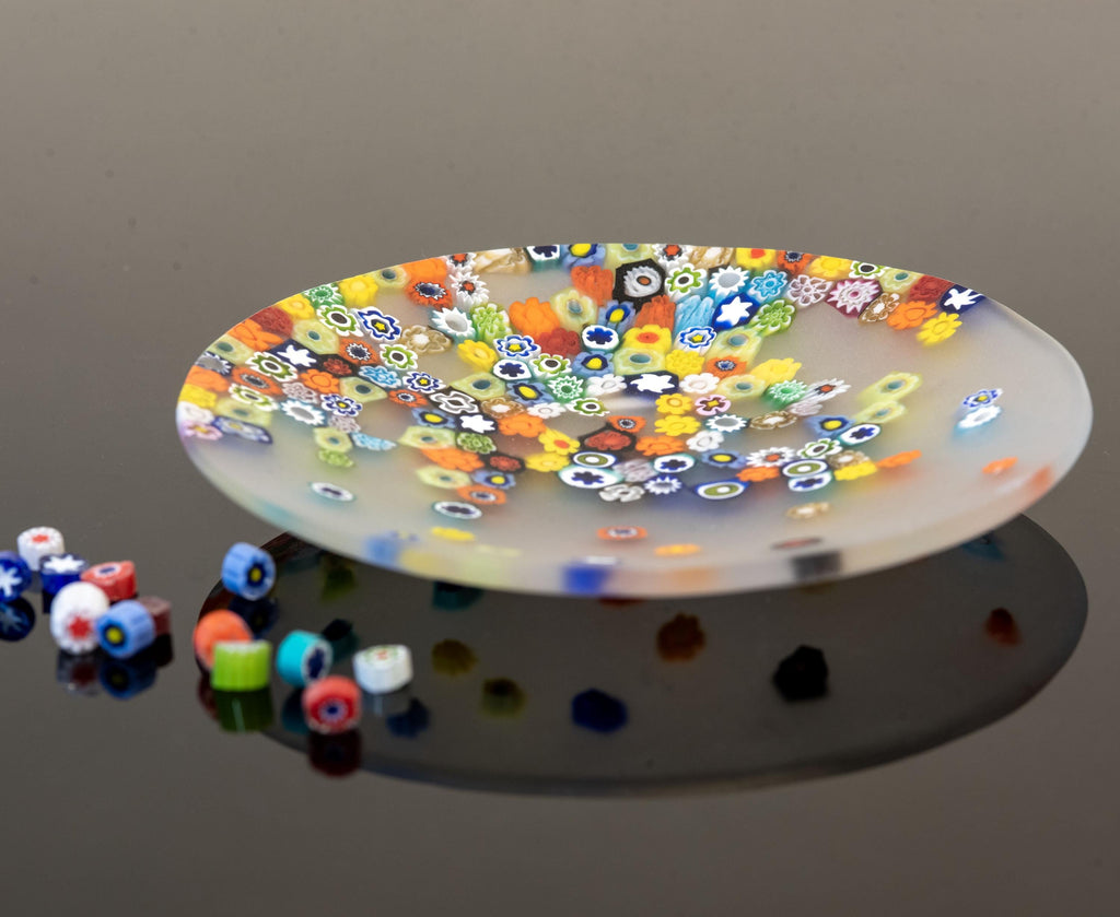 Murrina glass plate. Traditional Murano glass object. Original gift. Unobtainable single piece.