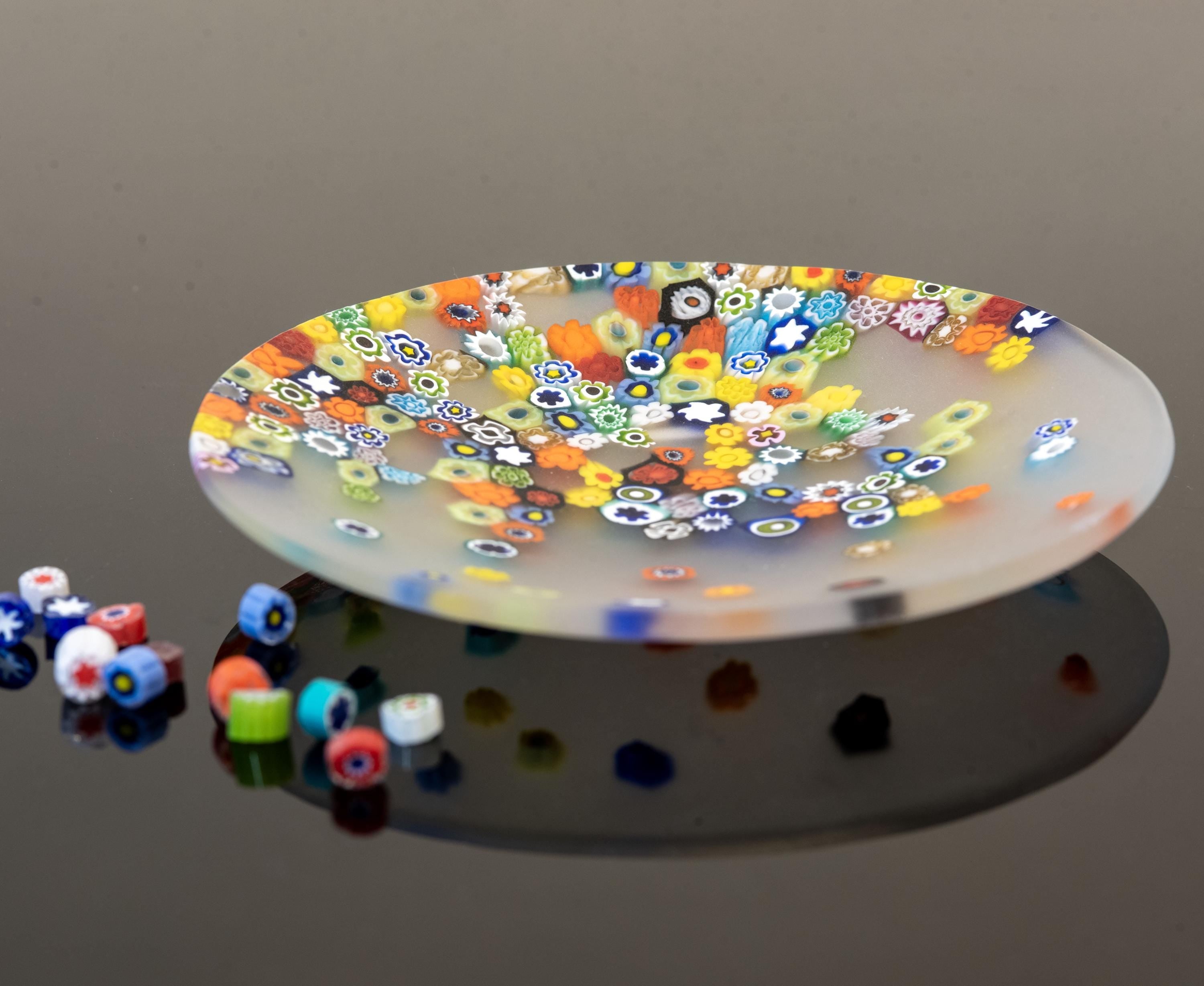 Murrina glass plate. Traditional Murano glass object. Original gift. Unobtainable single piece.