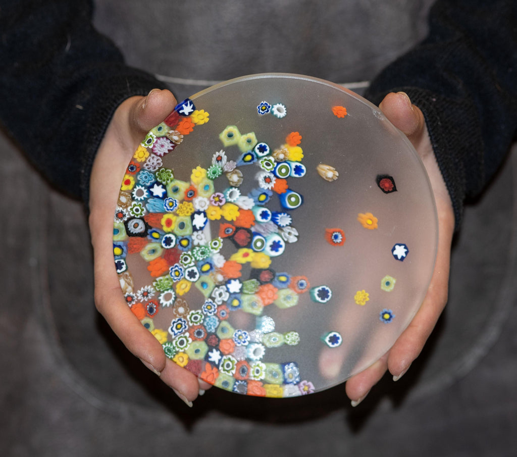Murrina glass plate. Traditional Murano glass object. Original gift. Unobtainable single piece.