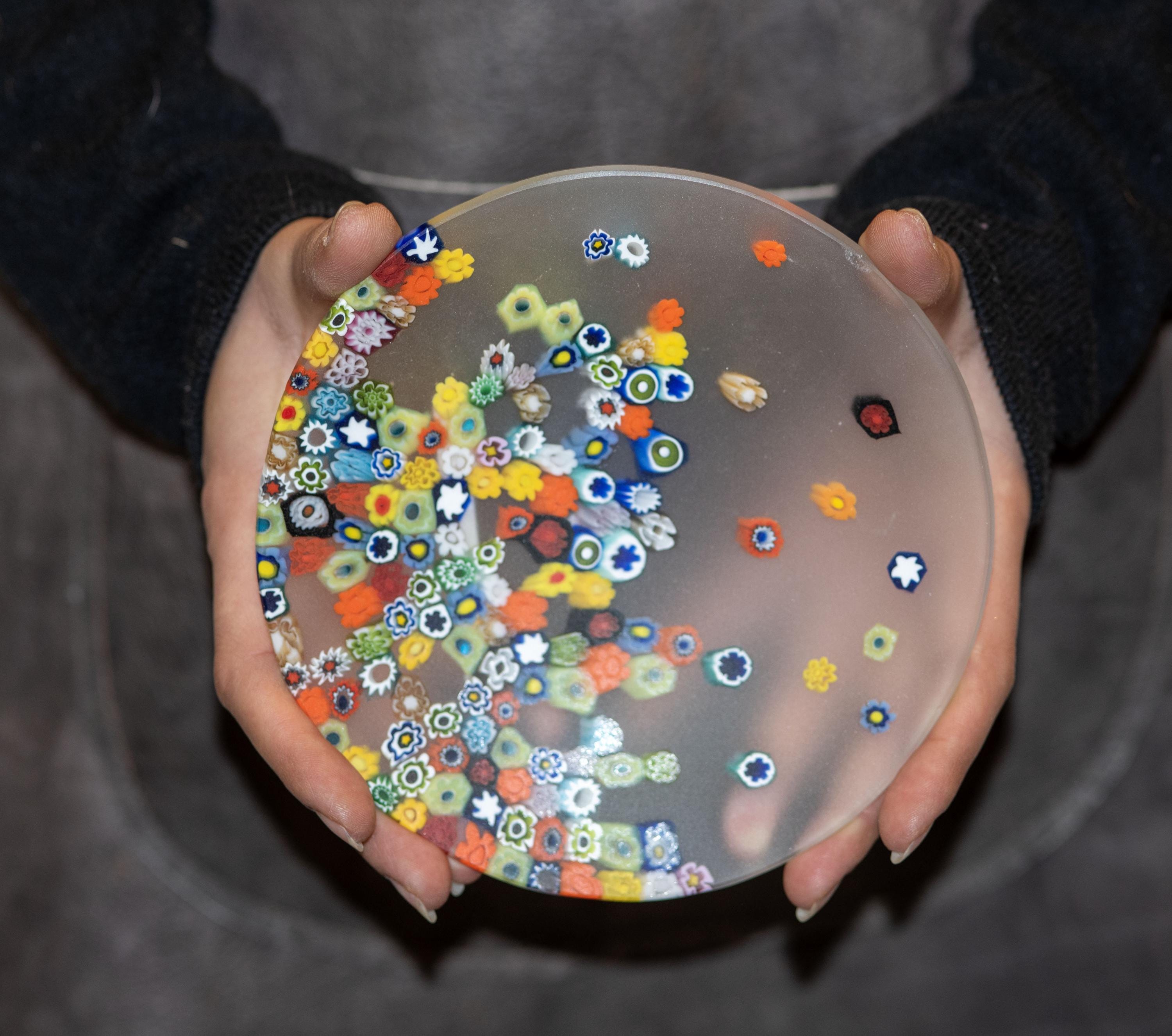 Murrina glass plate. Traditional Murano glass object. Original gift. Unobtainable single piece.