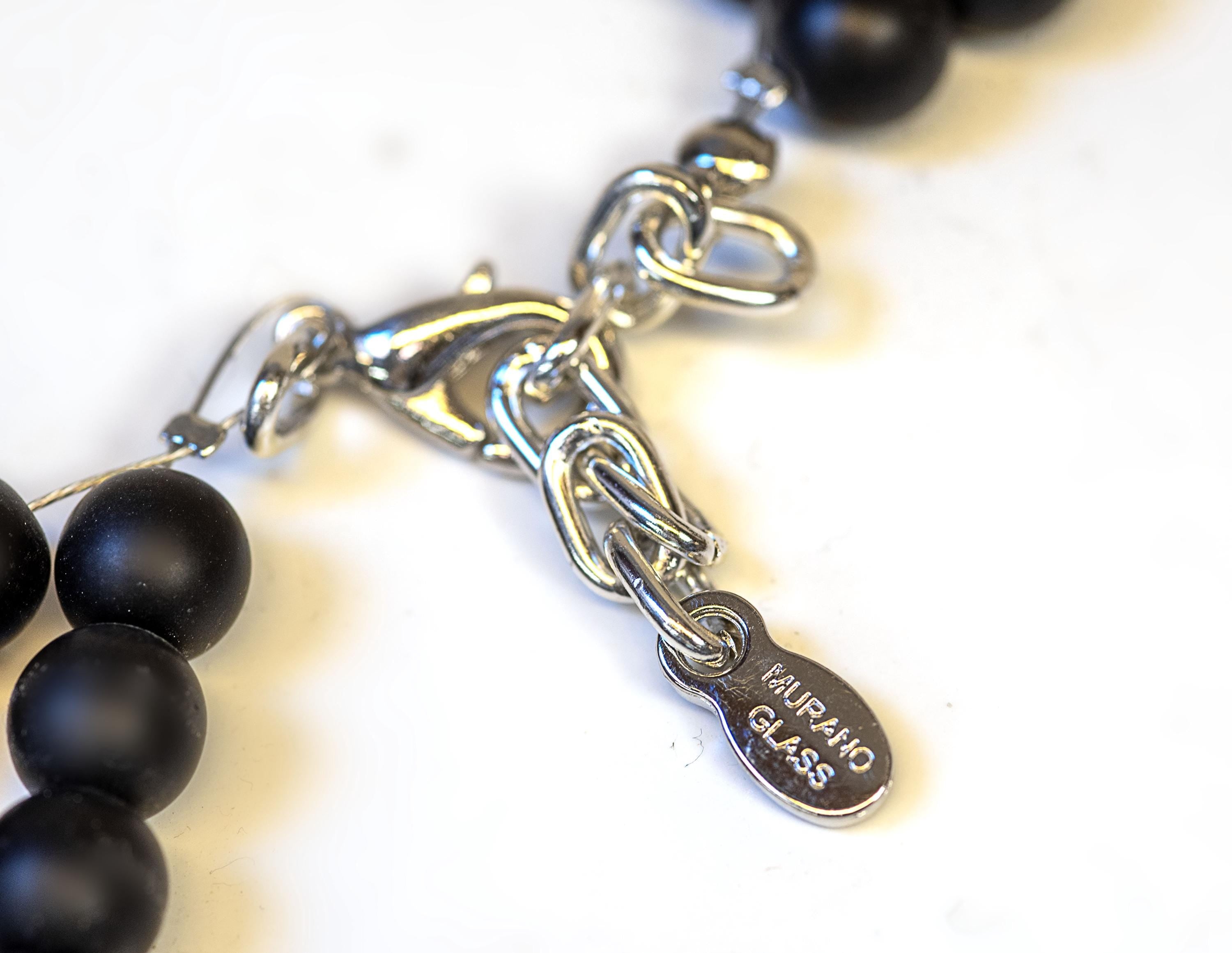 Handmade Murano Glass Necklace, Black & Yellow Spiral, Italian Jewelry